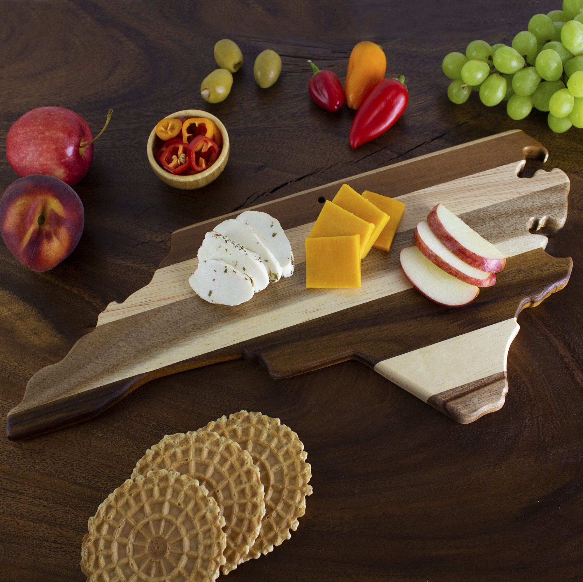 Rock & Branch® Shiplap Series North Carolina State Shaped Wood Serving and Cutting Board 2