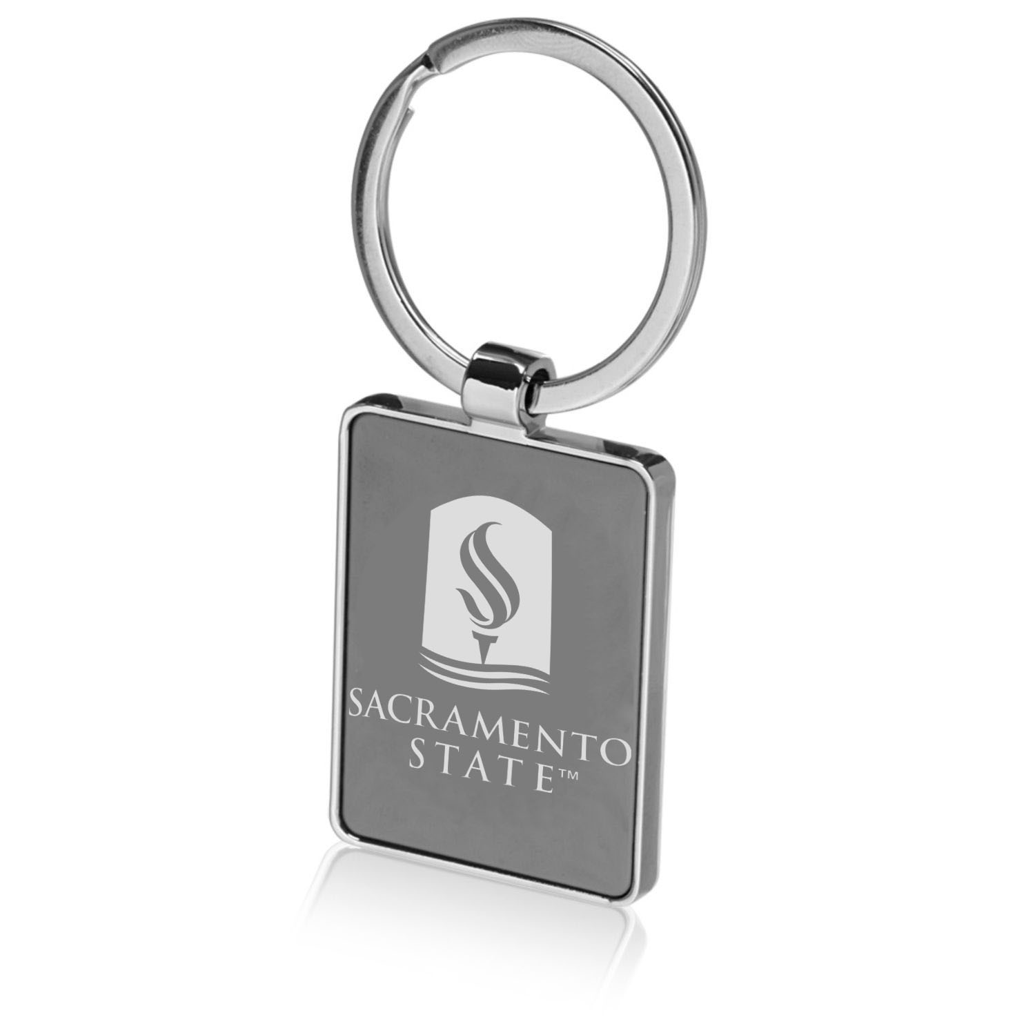 Rectangular Metal Keychains in Two Tone 1