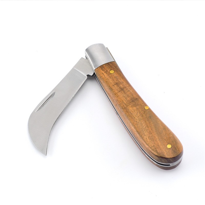 Stainless Steel Folding Pocket Knife with Wooden Handle 5