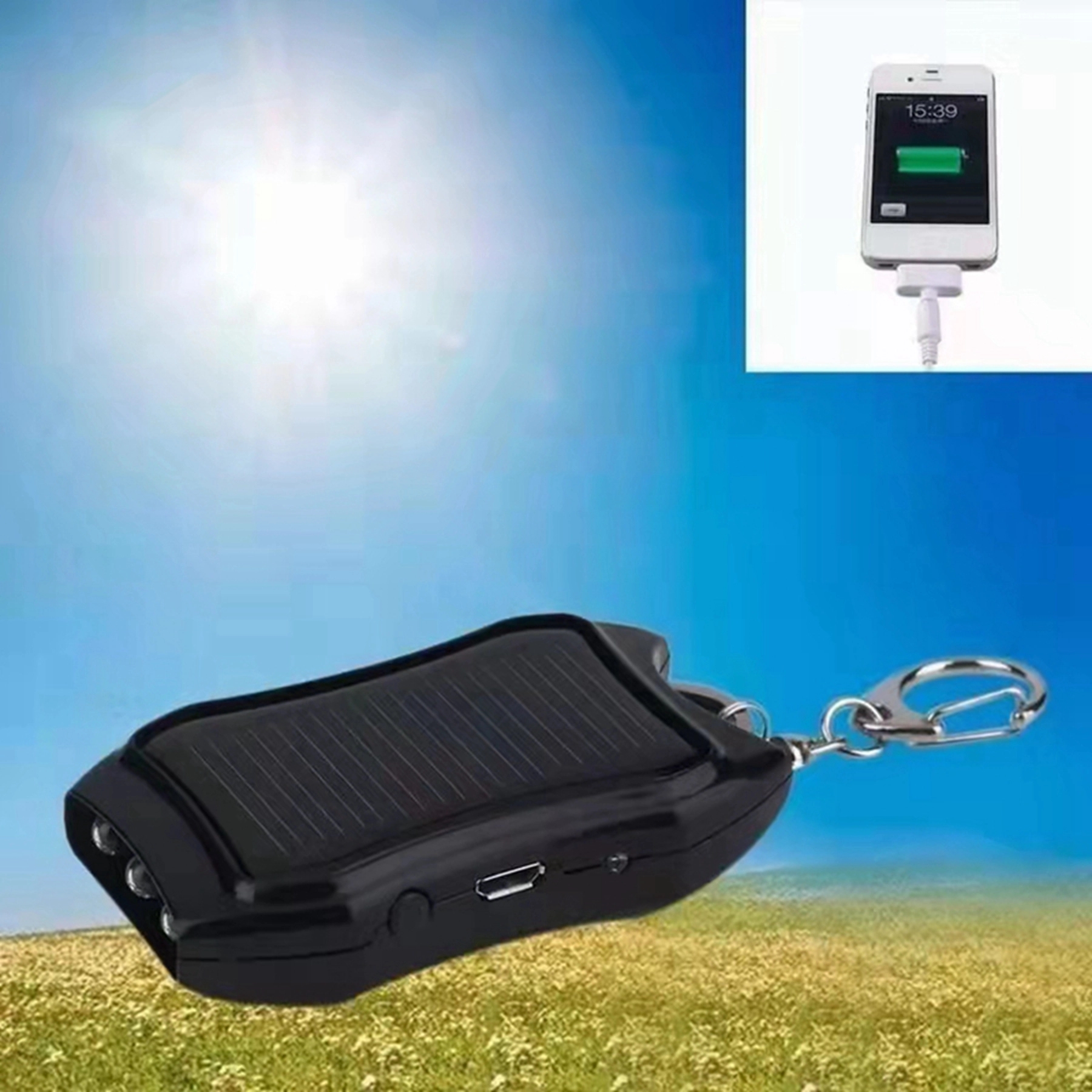 1200 mAh Solar Key Chain Power Bank 6