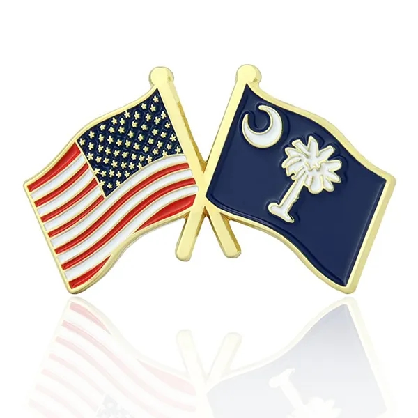 Stock Crossed Flag Pin (USA & USA) 21