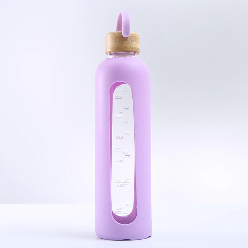 Custom 34 oz Glass Water Bottle with Time Marker 7