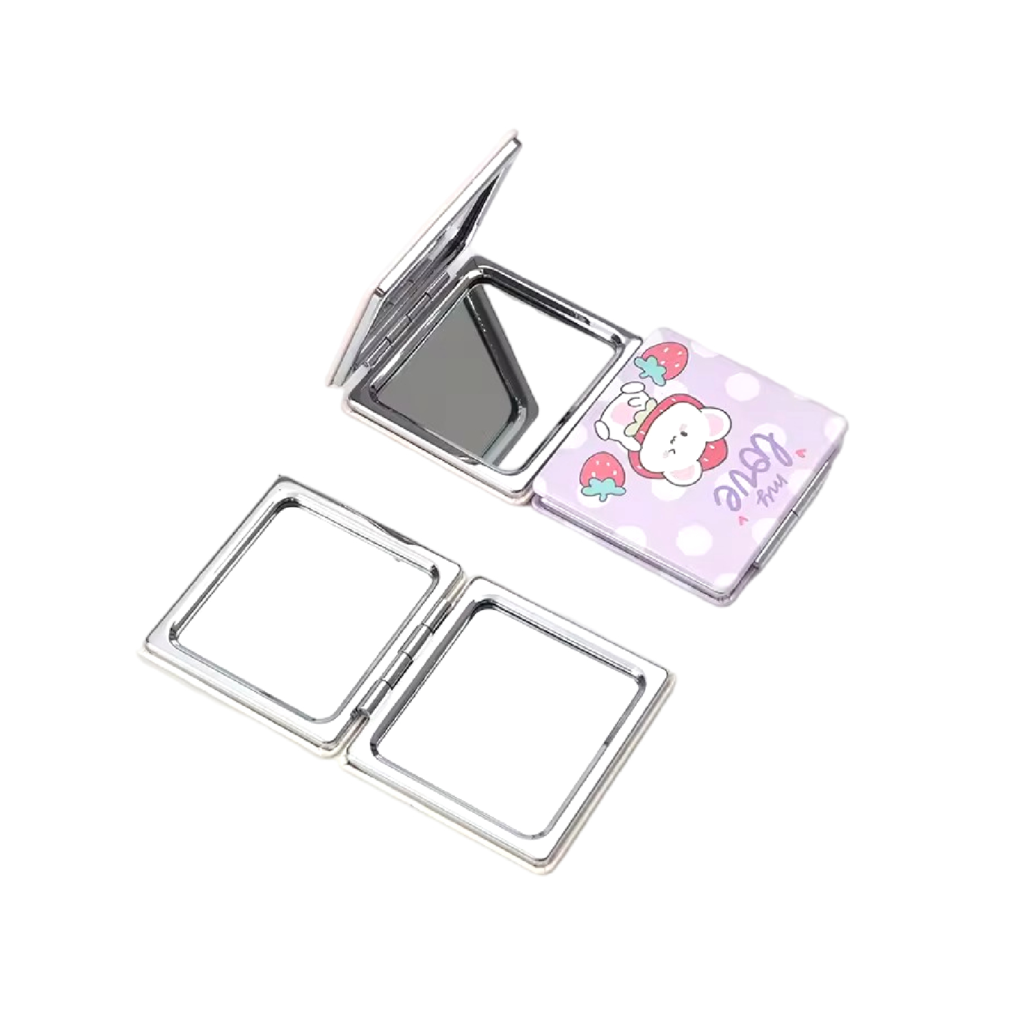 Square PU Leather Folding Compact Mirror 2