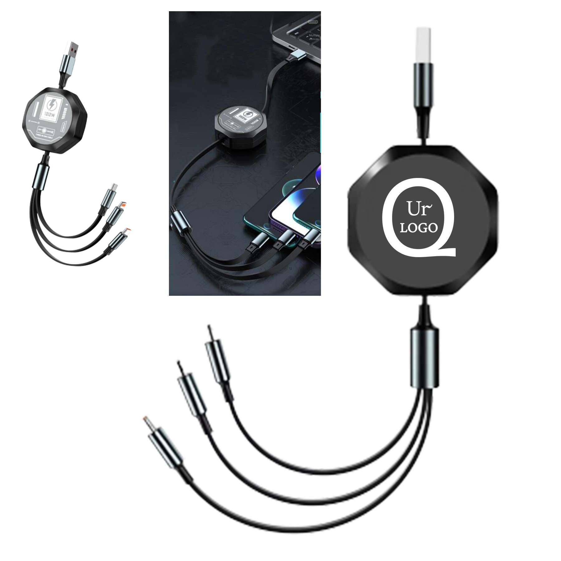 47.2 Inch 3-In-1 Retractable Charging Cable