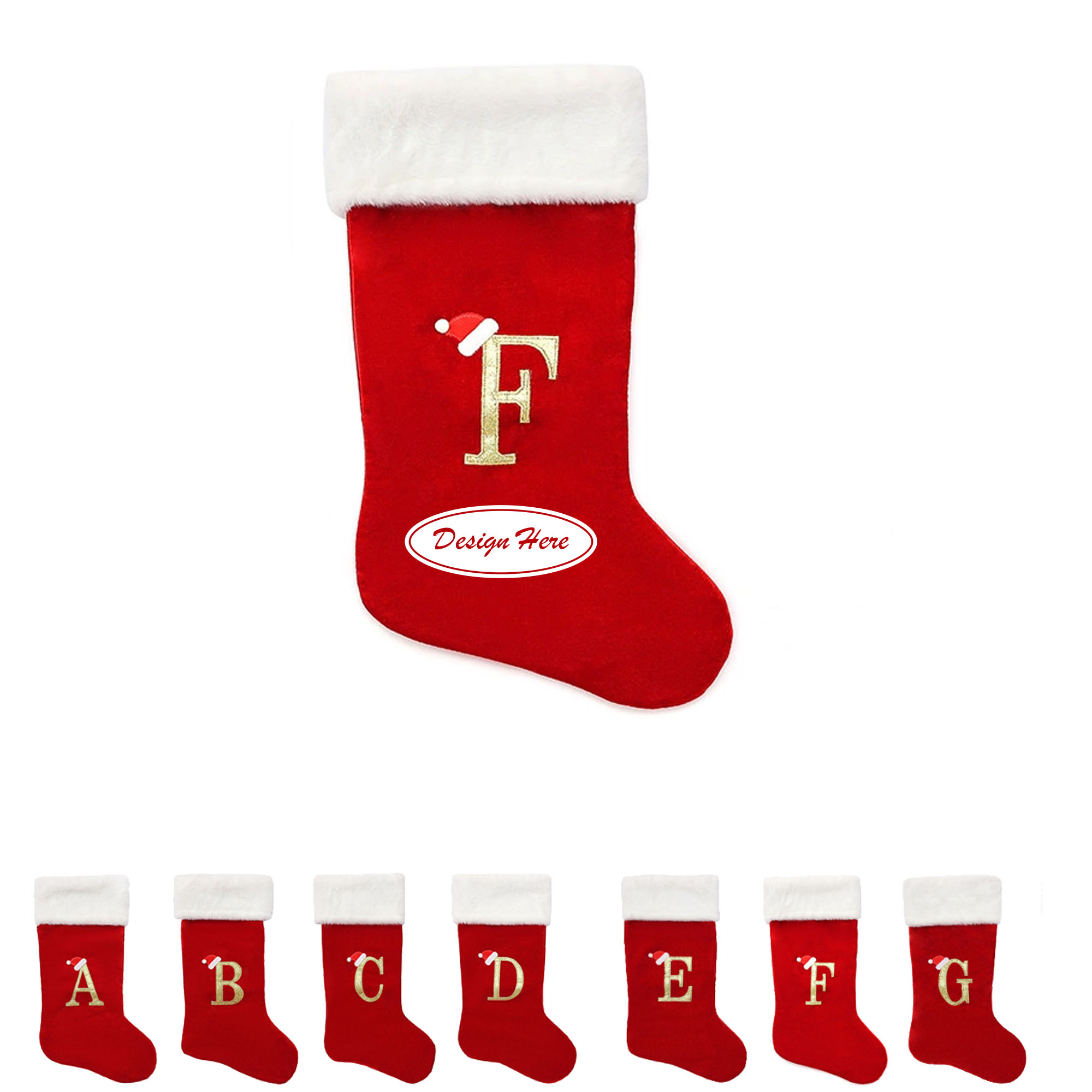 Premium Red Christmas Stockings with Personalized Letters 6