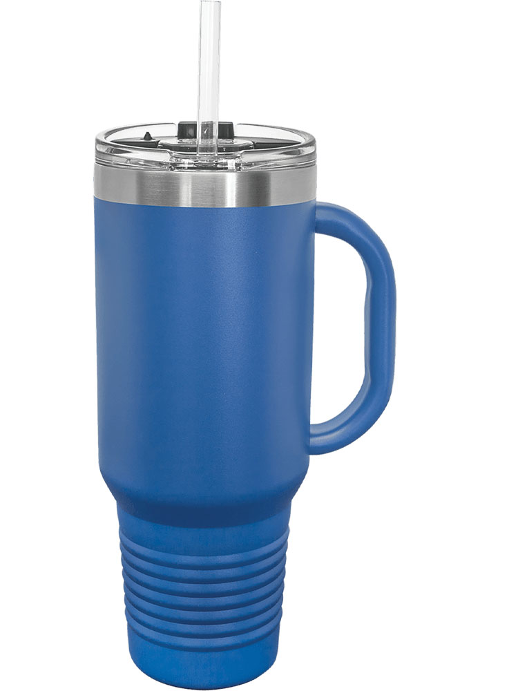 40 Oz. Royal Blue Tumbler Mug w/Handle and Snap Lid 5