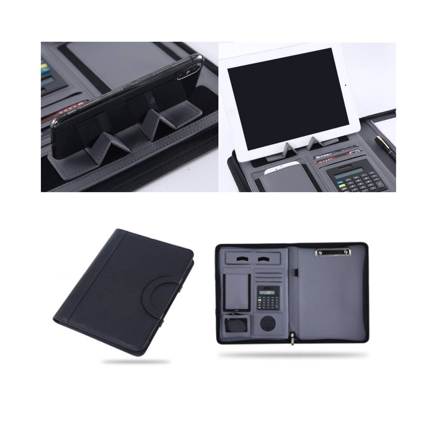 A4 Leather Zipper Wireless Charging Treasure Mobile Power Portable Folder 2