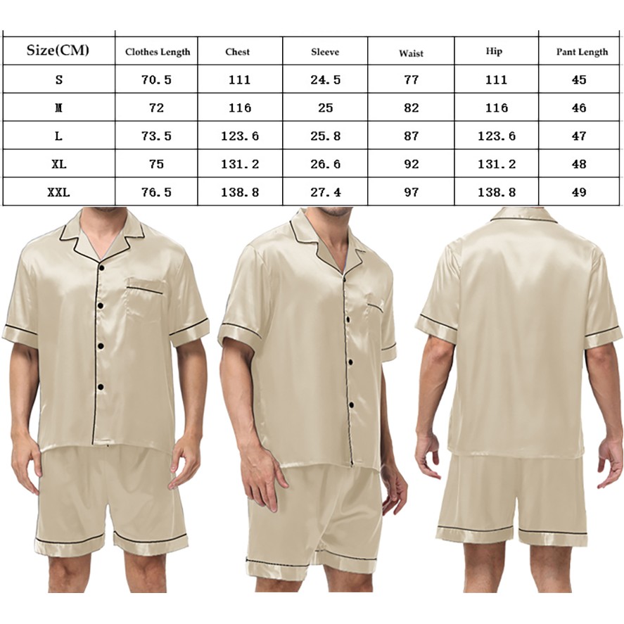 Men Silk Satin Pajamas Set 3