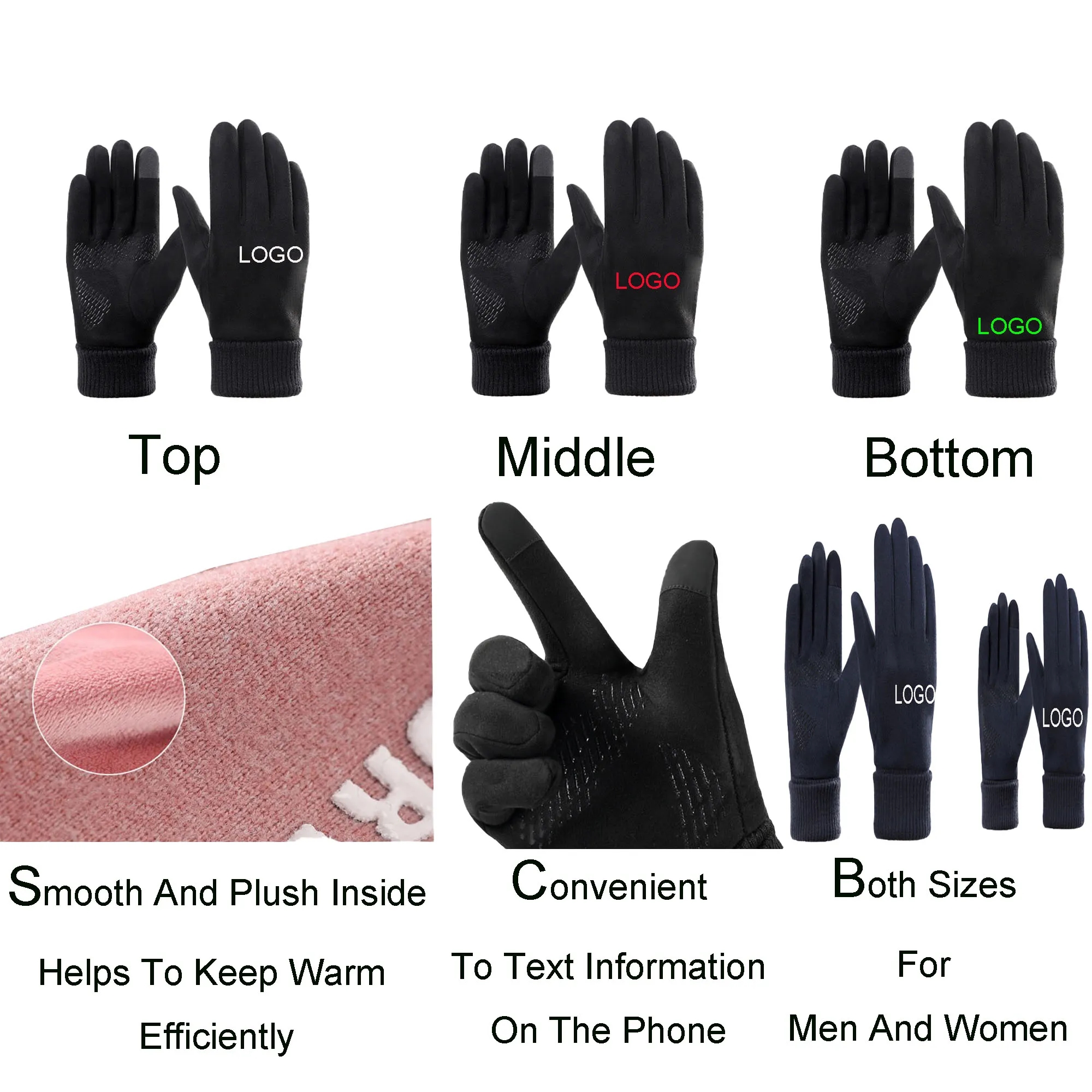 Spot Lined Touchscreen Text Gloves 3