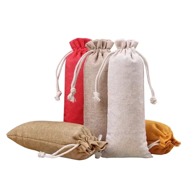 Jute Wine Bottle Gift Bag with Drawstring Closure 6