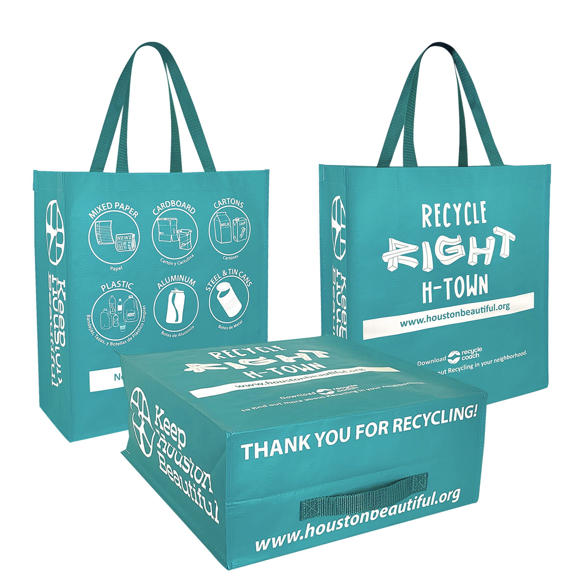 Eco-responsible Laminated Woven Community Recycling Bag 15"x17"x7" 1