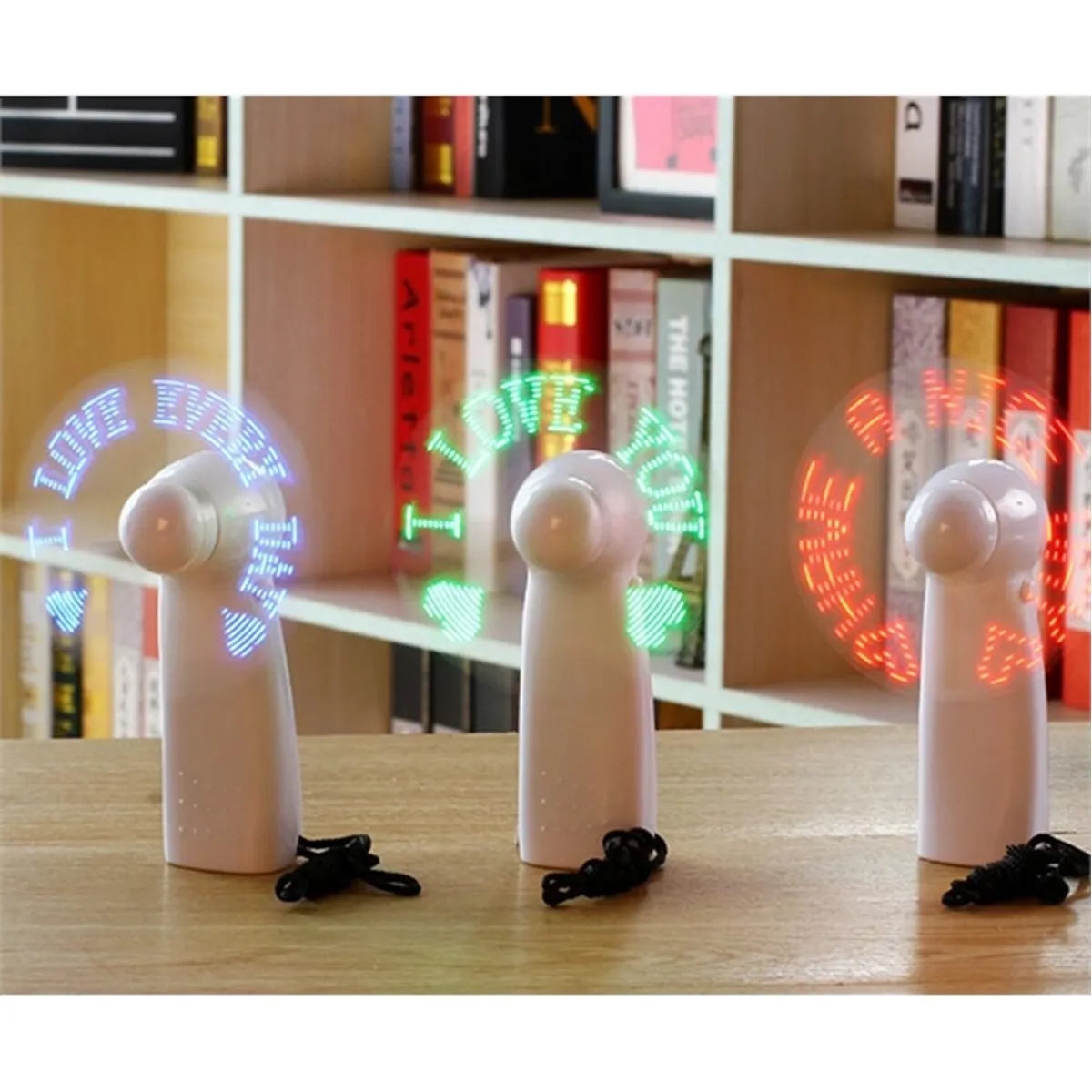 Pre-Programmed Message Mini Fans with LED Words 3