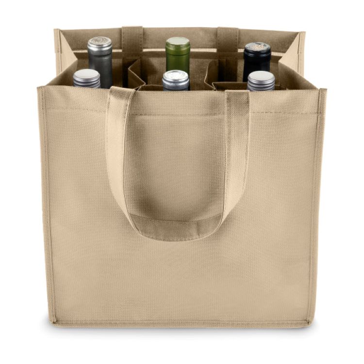 True® 6 Bottle Non-Woven Wine Tote 18