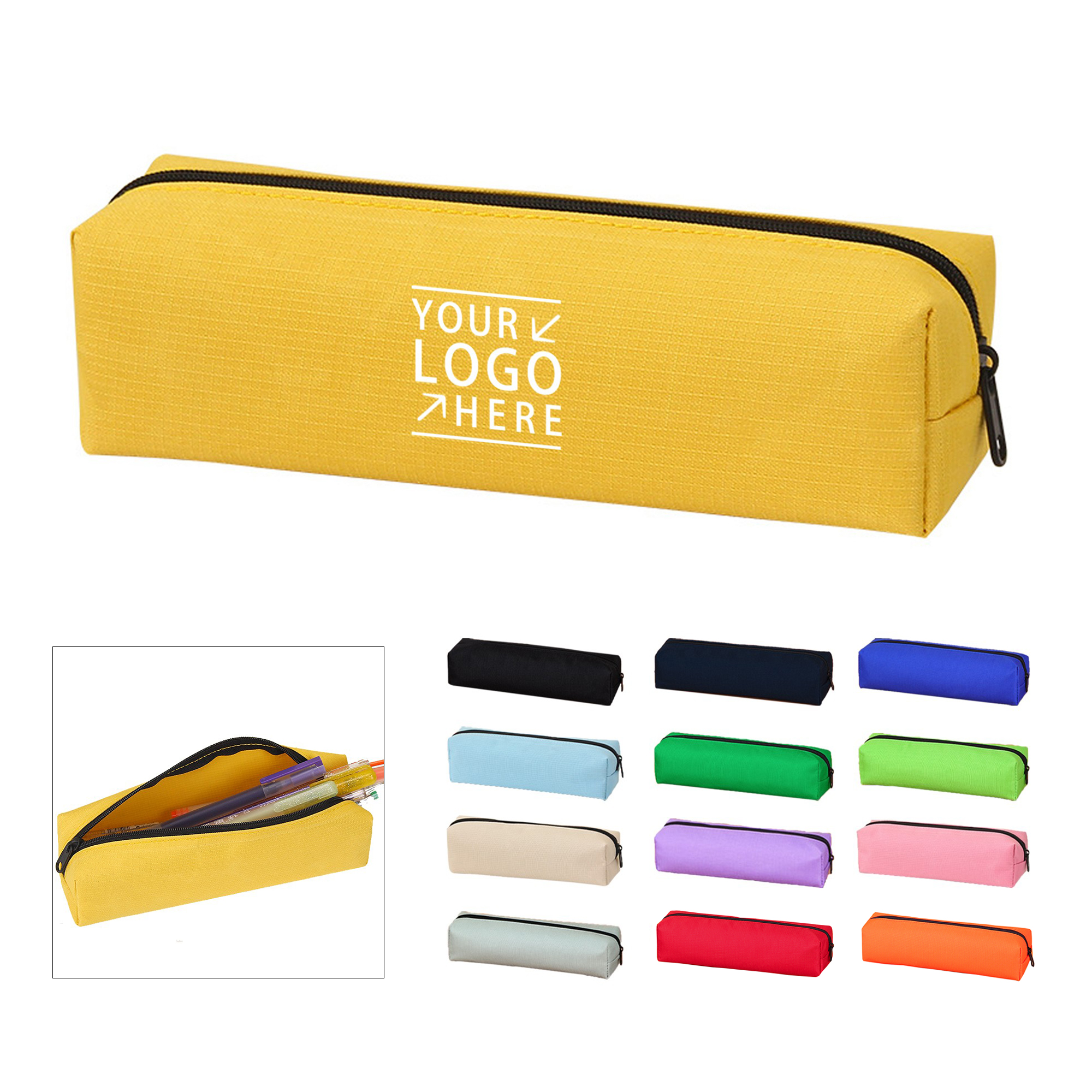 Oxford Cloth Rectangular Waterproof Zipper Pencil Case 12