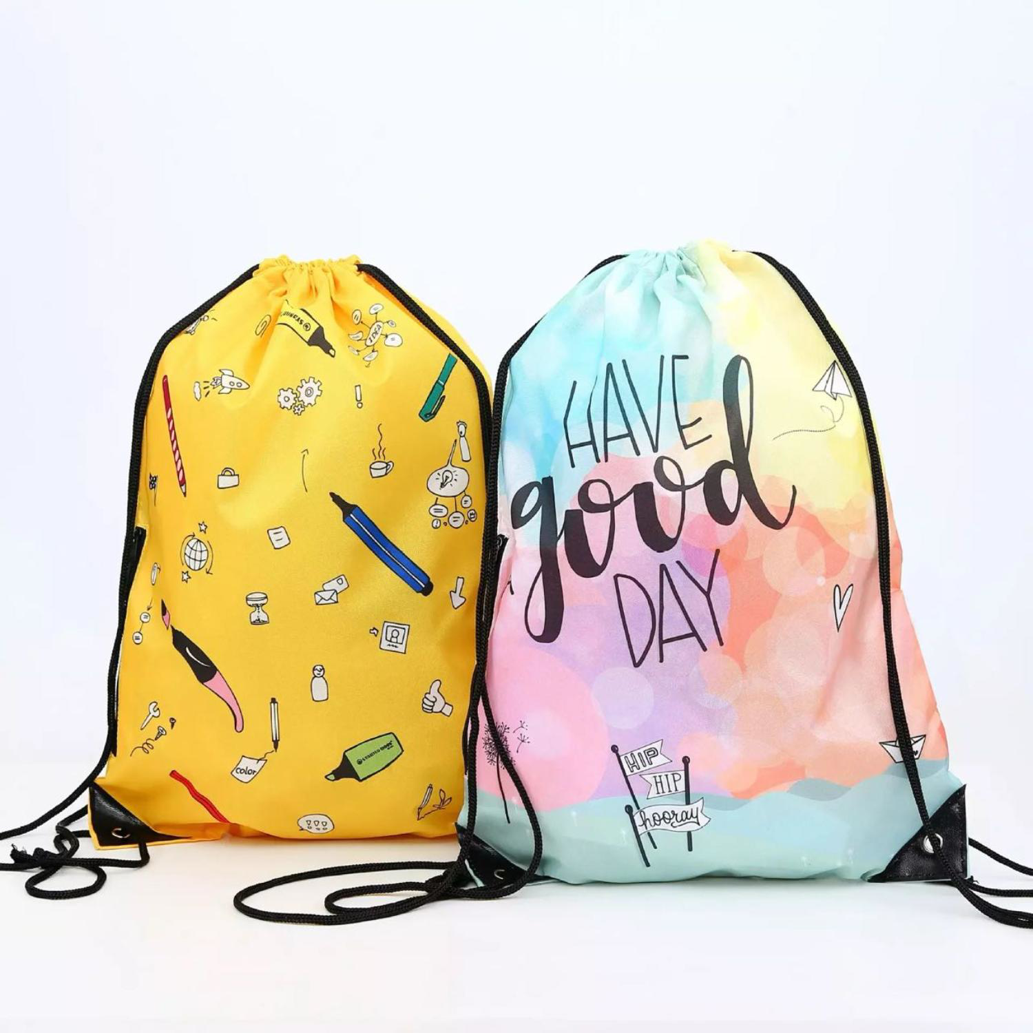 210D Polyester Sublimated Drawstring Bag w/ Reinforced Edge (14" x 17") 2