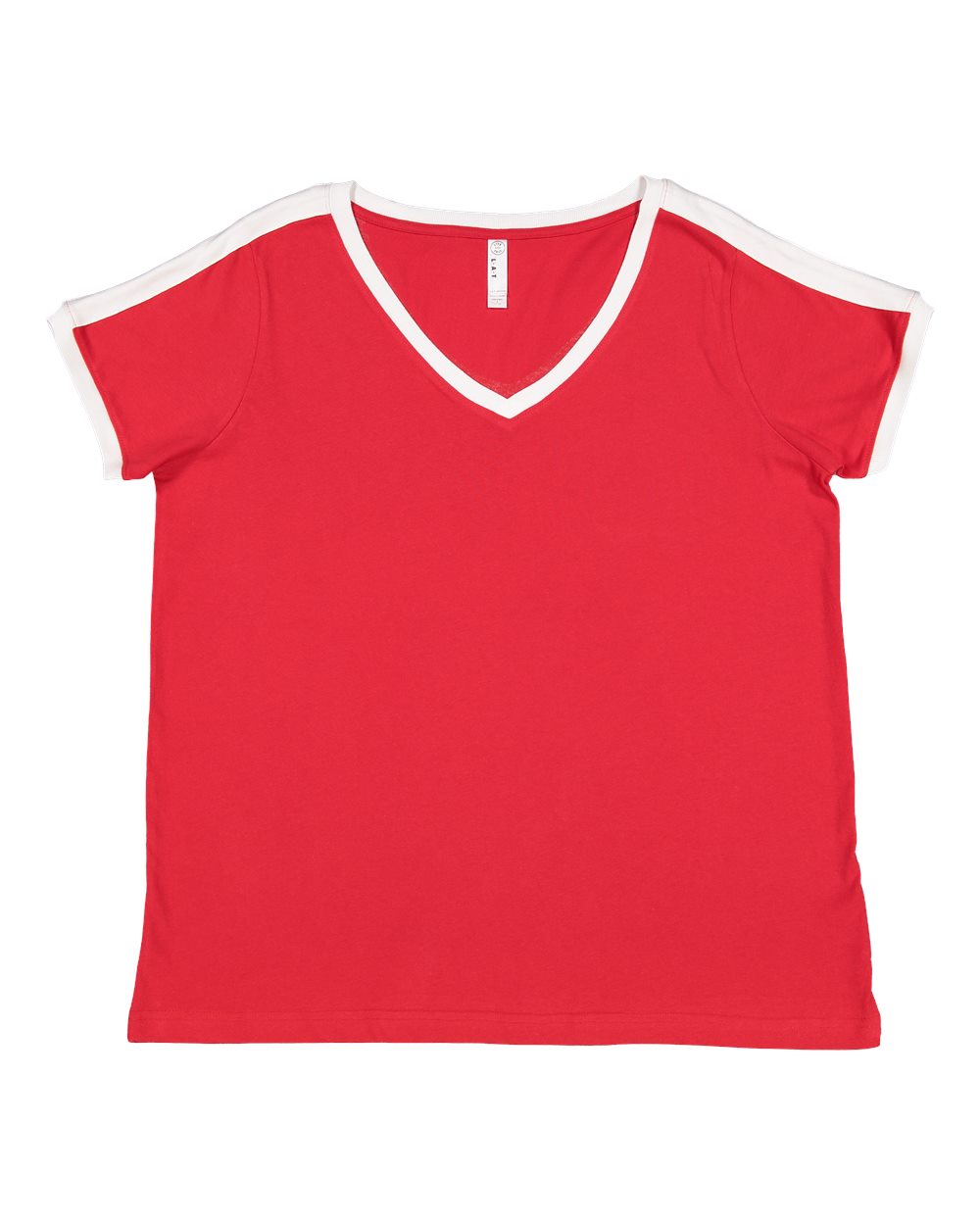 Women's Curvy Retro Ringer Premium Jersey V-Neck Tee - 3832 14
