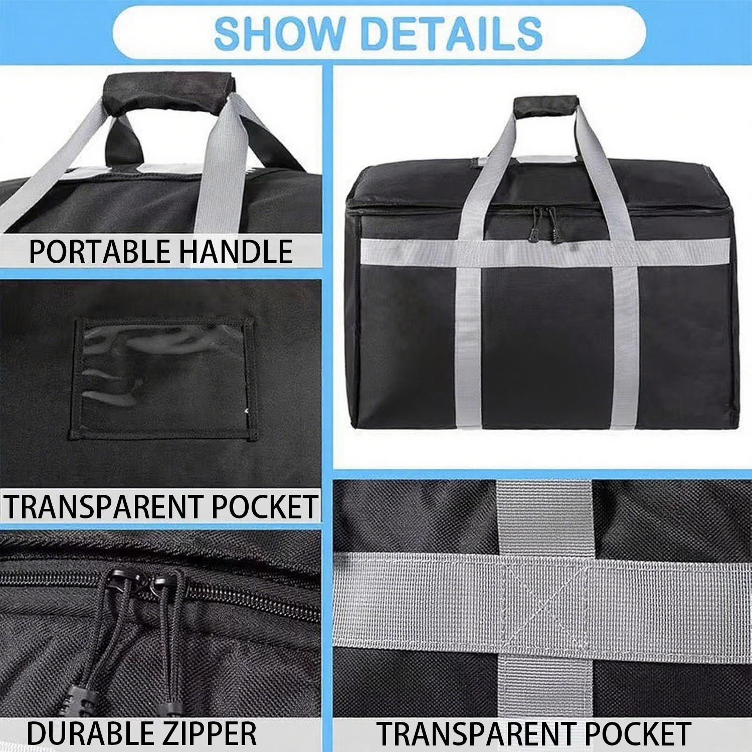 77L Foldable Oxford Insulated Food Delivery Bag 6
