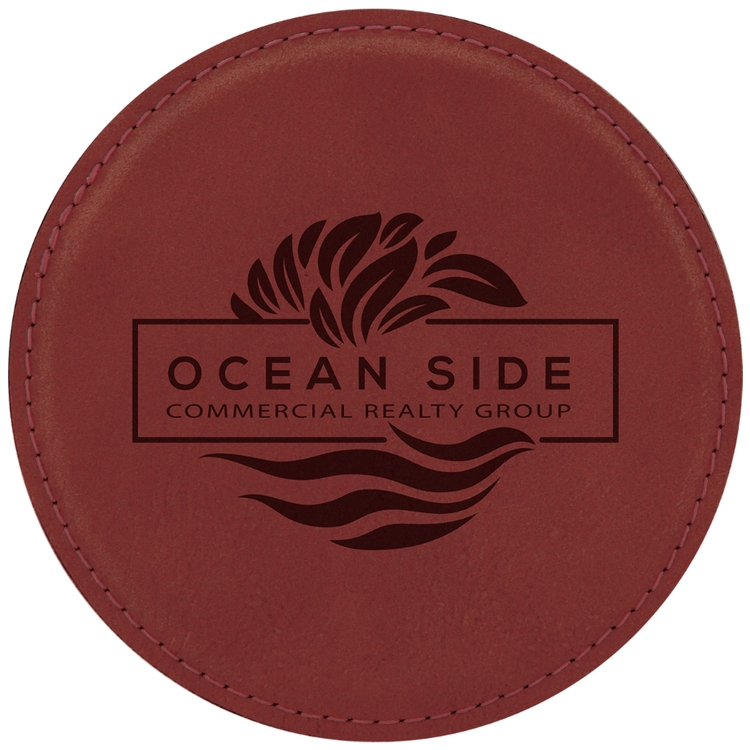 Rose Leatherette Individual Round Coaster