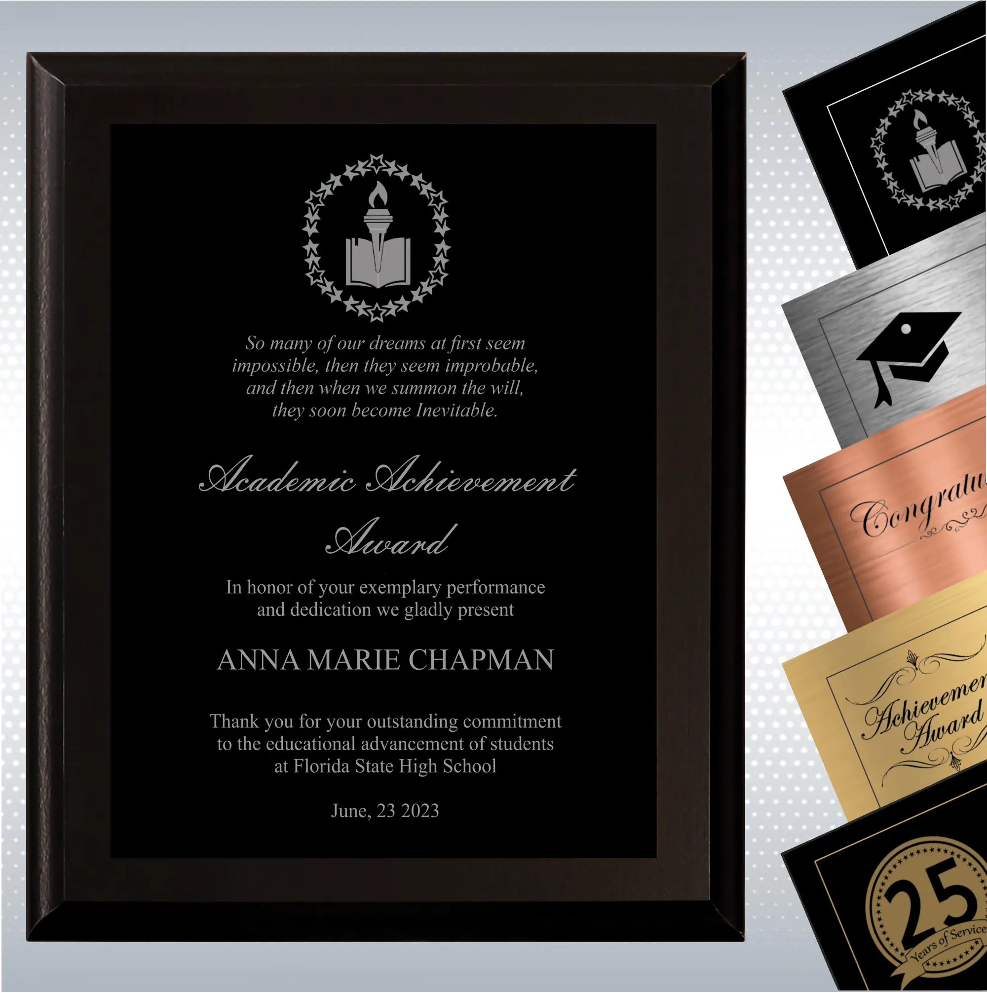 Black Matte Plaque Academic Achievement Award 4