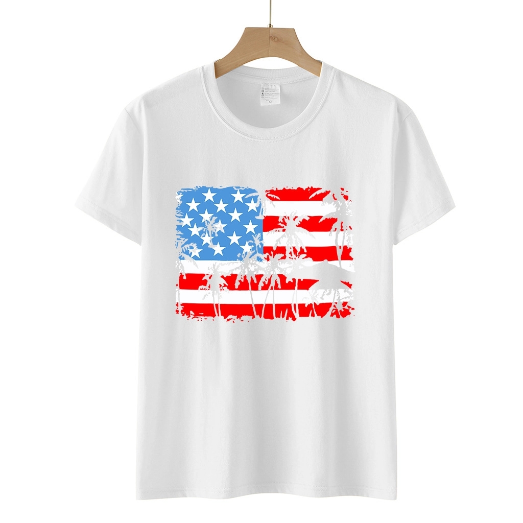 Women American Flag Graphic Short Sleeve Round Neck T-shirt 5