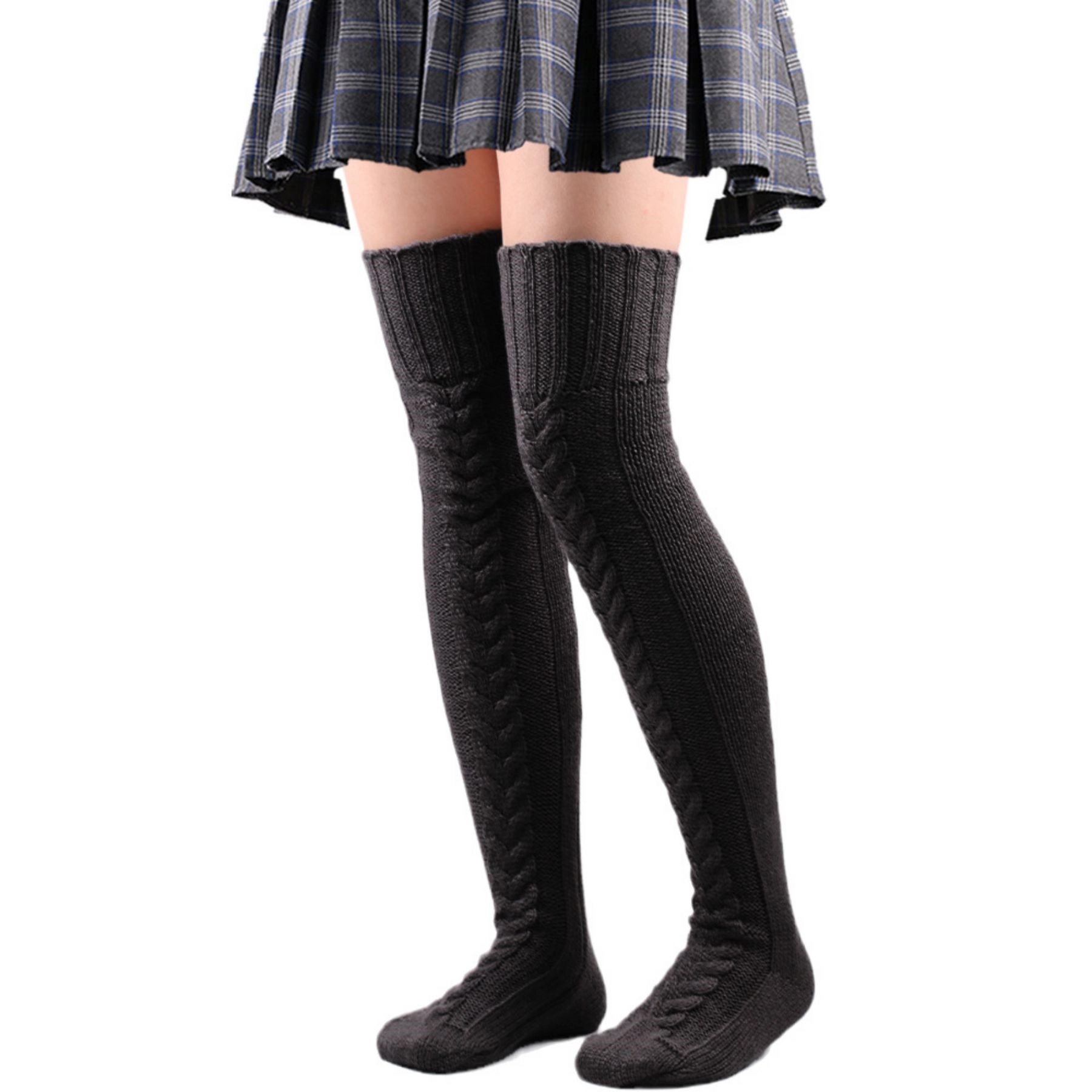 Women'S Cable Knitted Thigh High Boot Socks Extra Long 7