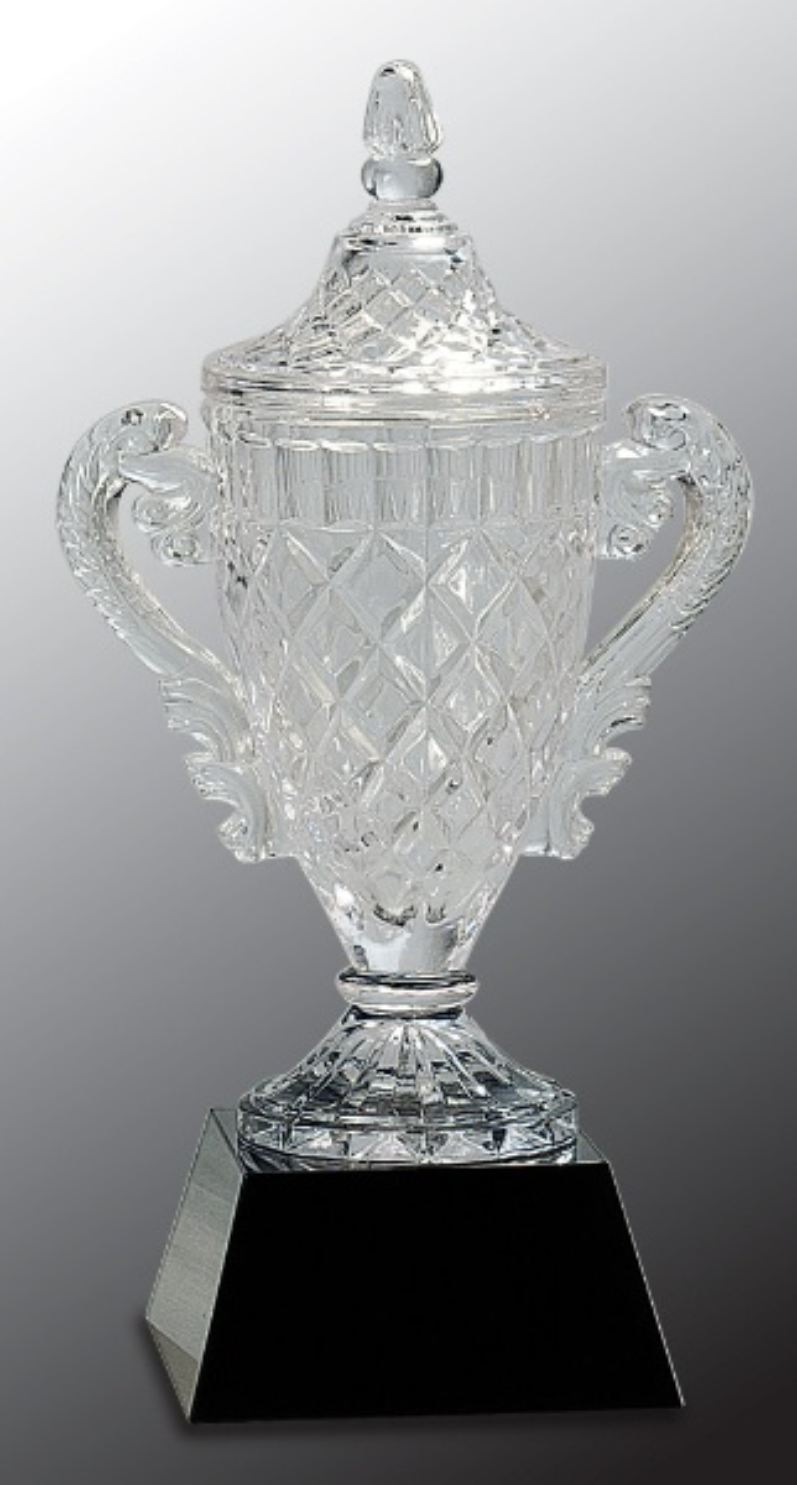 12 3/4" Crystal Cup on Black Pedestal Base Crystal Award 3