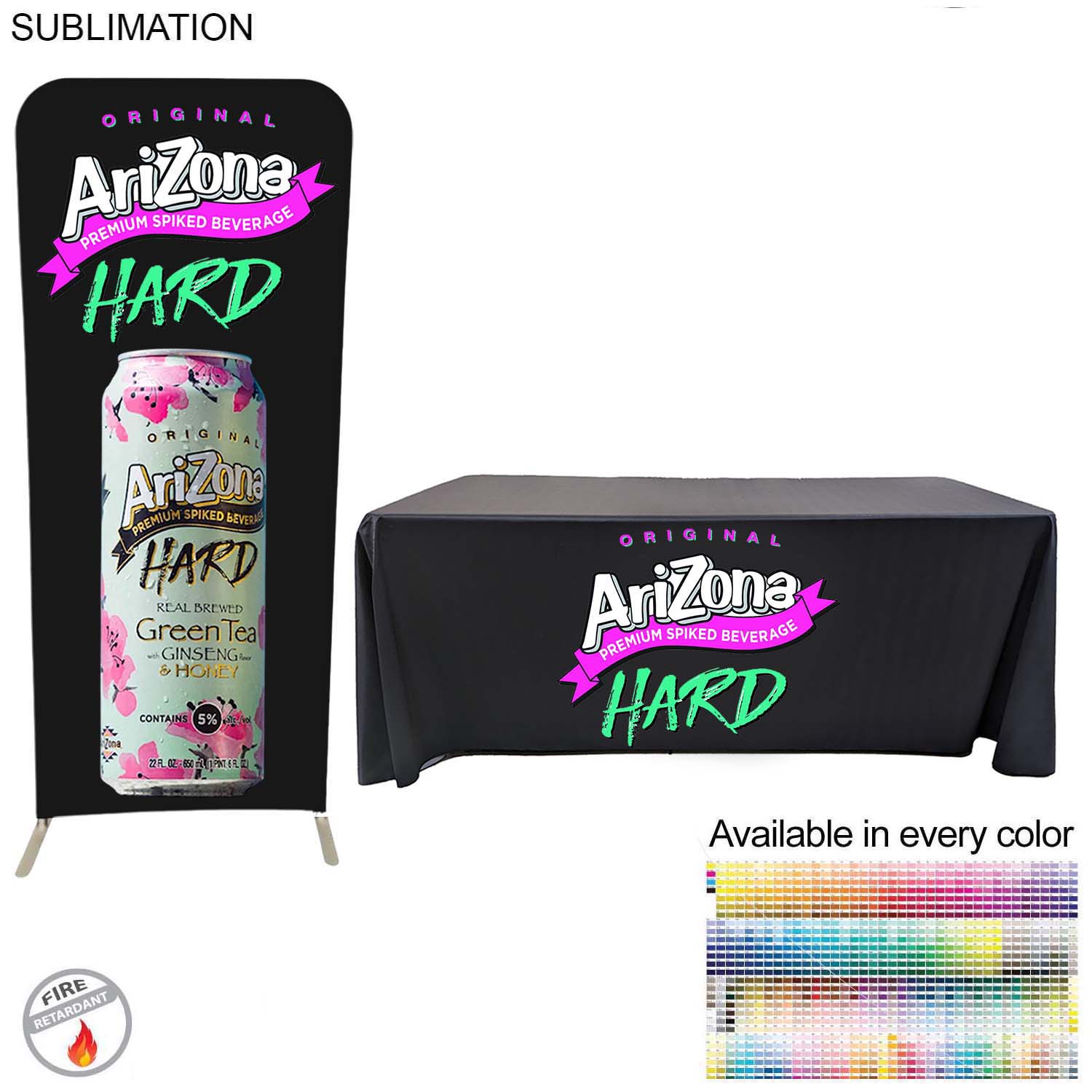 Tradeshow Package Sleek, 3'w x 96"h Skinny EuroFit Tension Fabric Banner + PREMIUM 6'Tablecloth 2