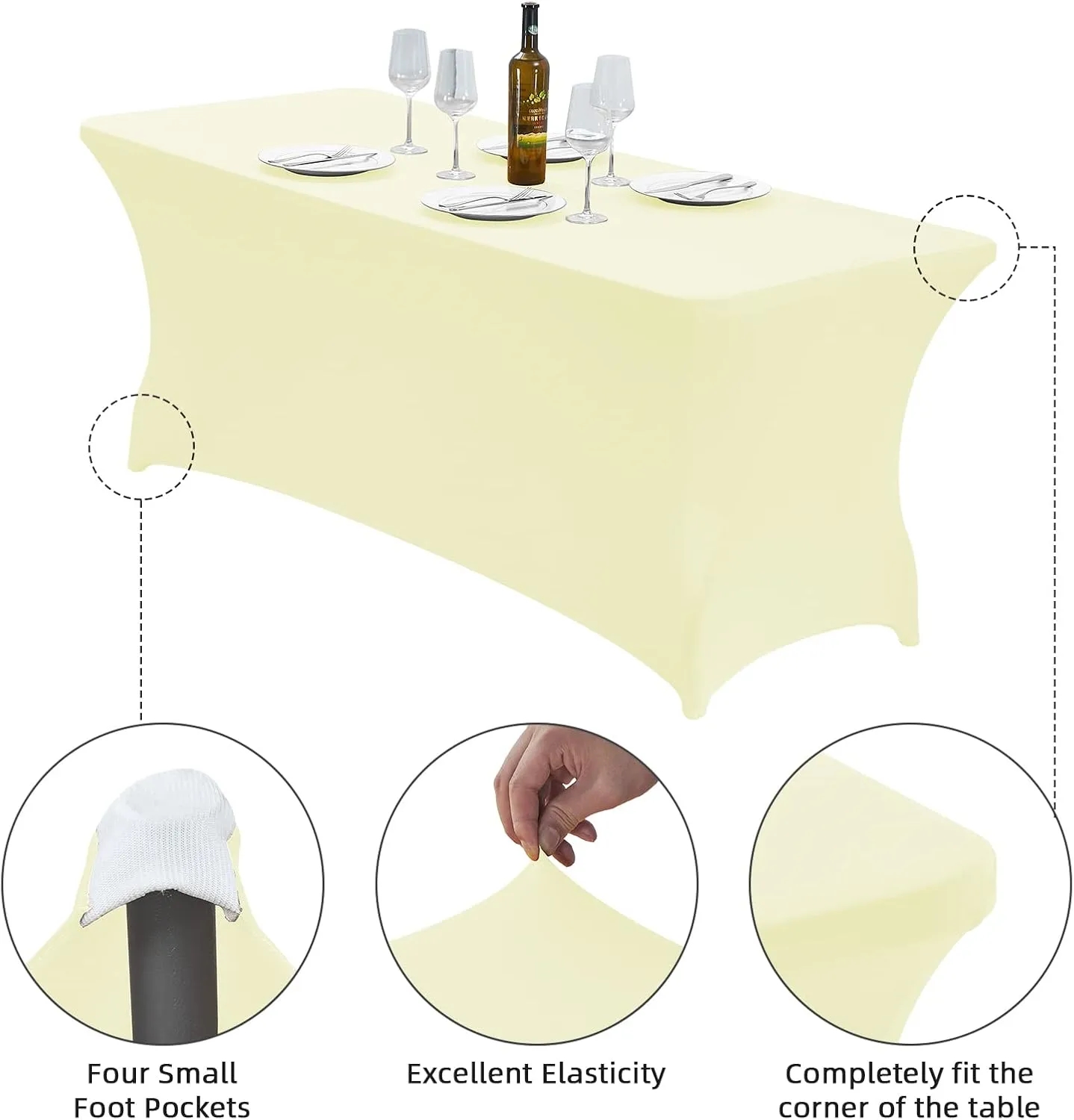Spandex Tablecloth 6FT Stretch Table Cover 6