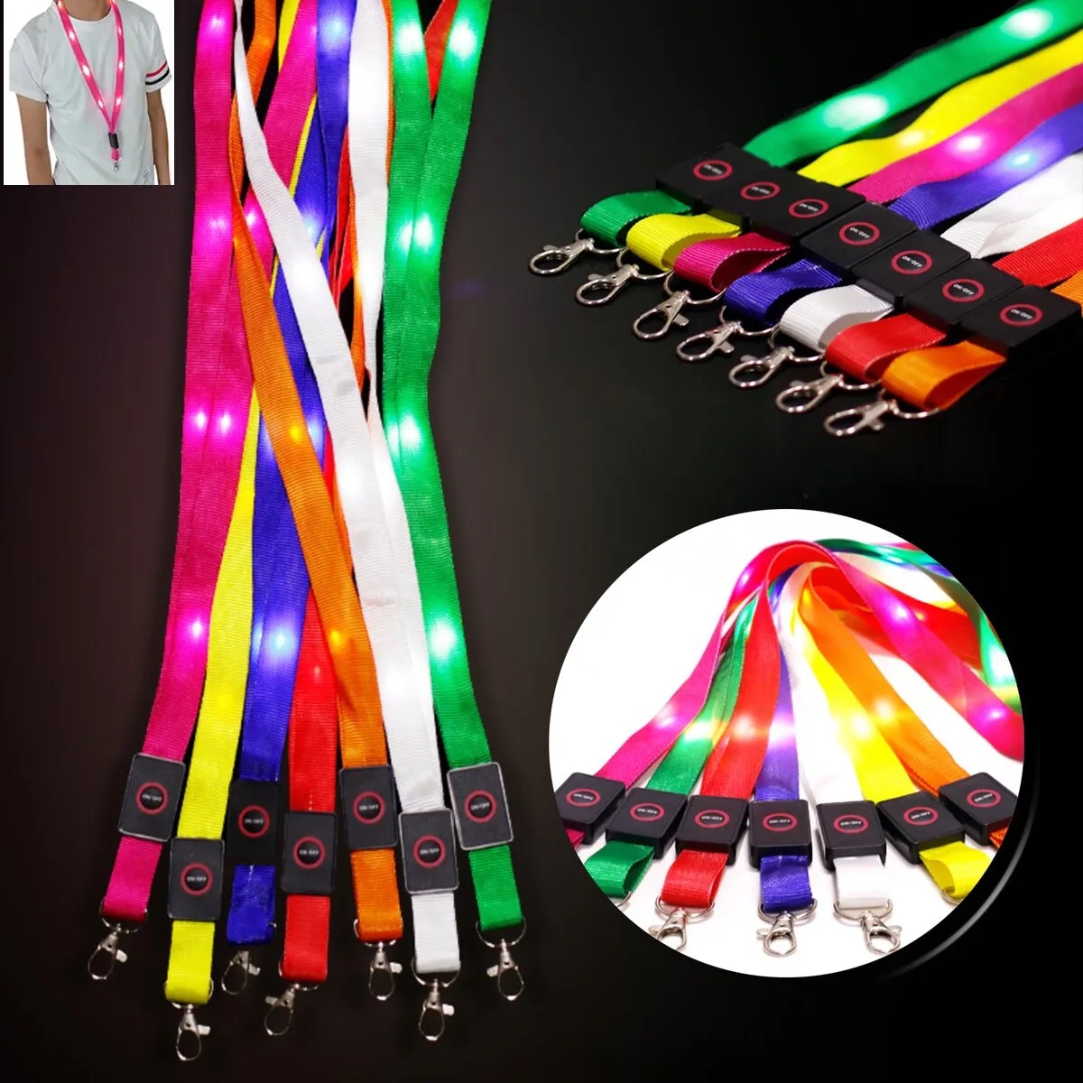 Led Light Up Neon Necklace Neck Lanyard 4