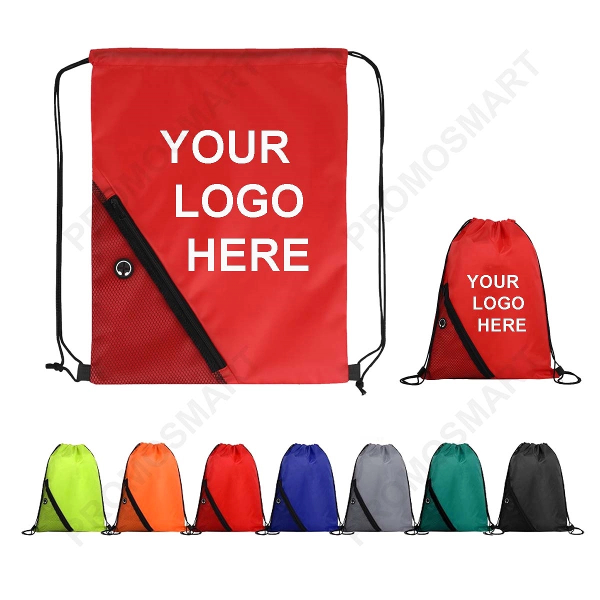 Earphone Hole Mesh Drawstring Backpack 2