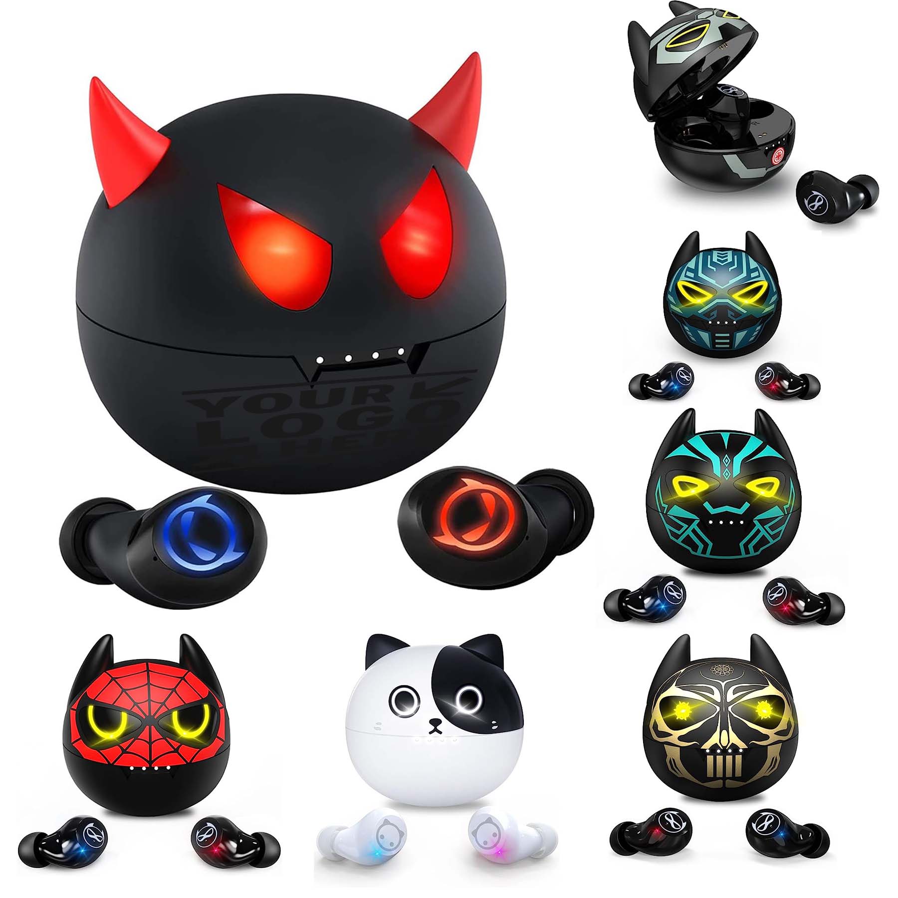 Bluetooth Little Devil Headphones with Charging Case 2