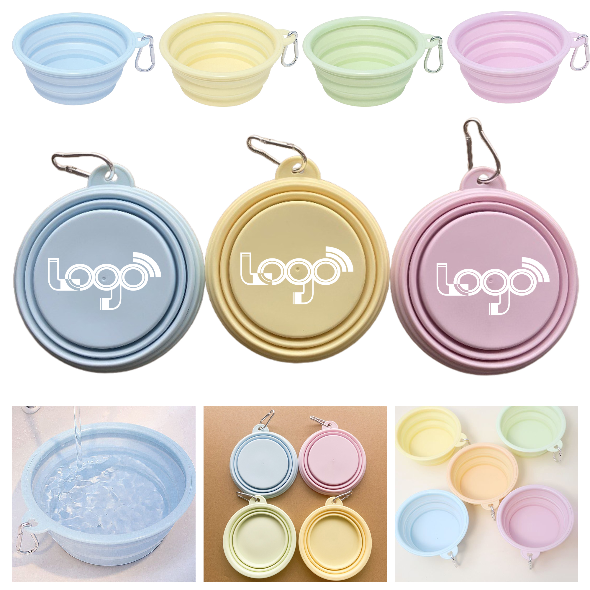 MOQ 50 Portable Collapsible Pet Bowl with Carabiner 2