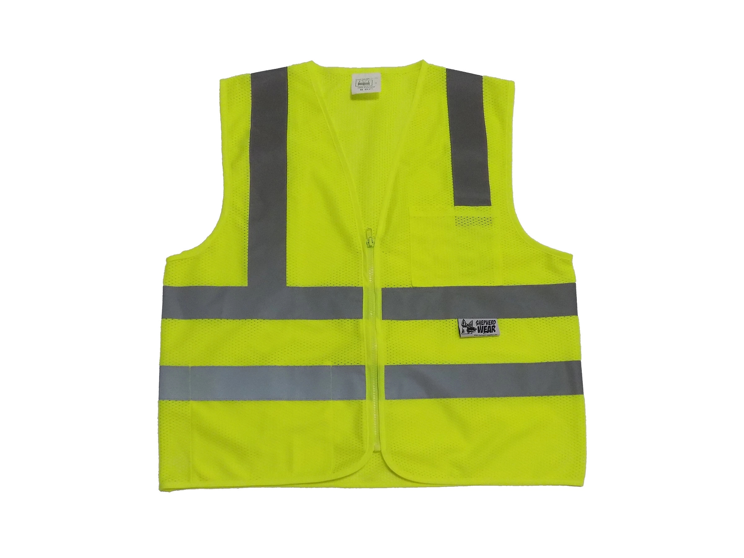 Ansi Class 2 Safety Lime Vest With 2 Pockets, All Mesh 2