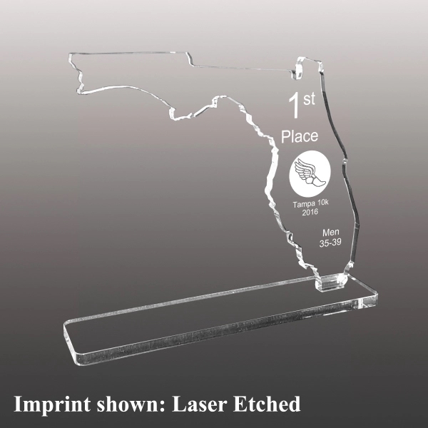 State of Florida Shaped Acrylic Award - Laser Etched