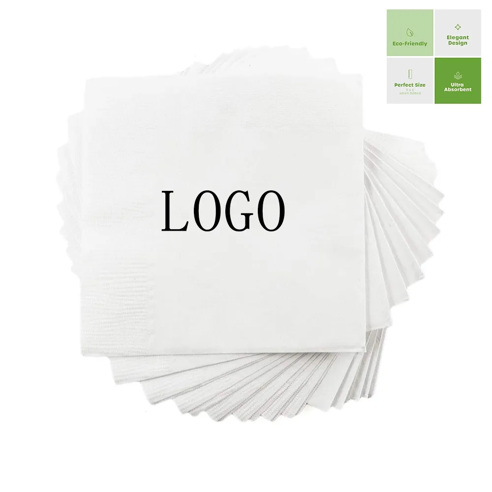 5 Inch Beverage Napkins White 2