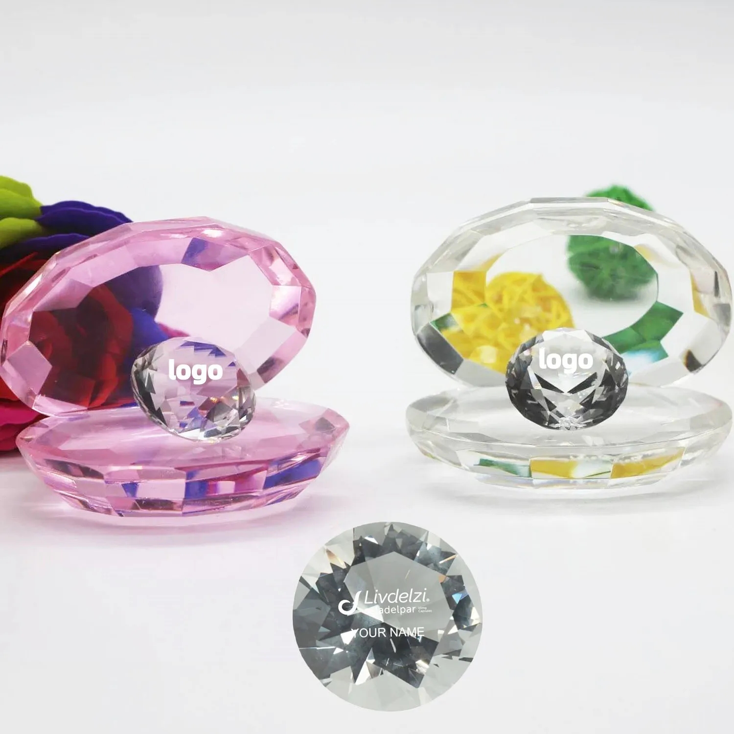 Crystal Shell Figurine Glass Prism Suncatcher Pearl Clam 4