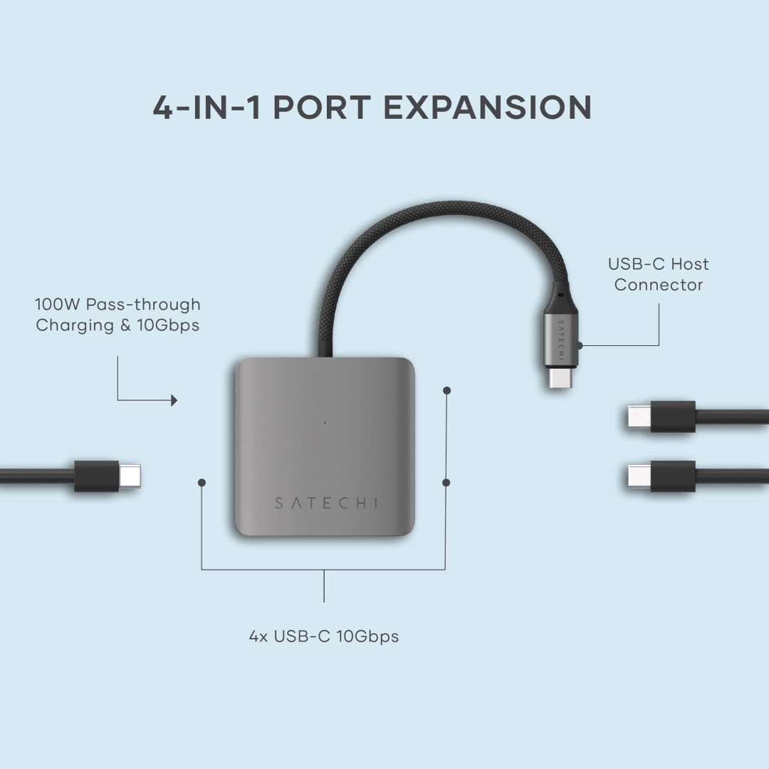 SATECHI® 4-Port USB-C Hub w/PD 2