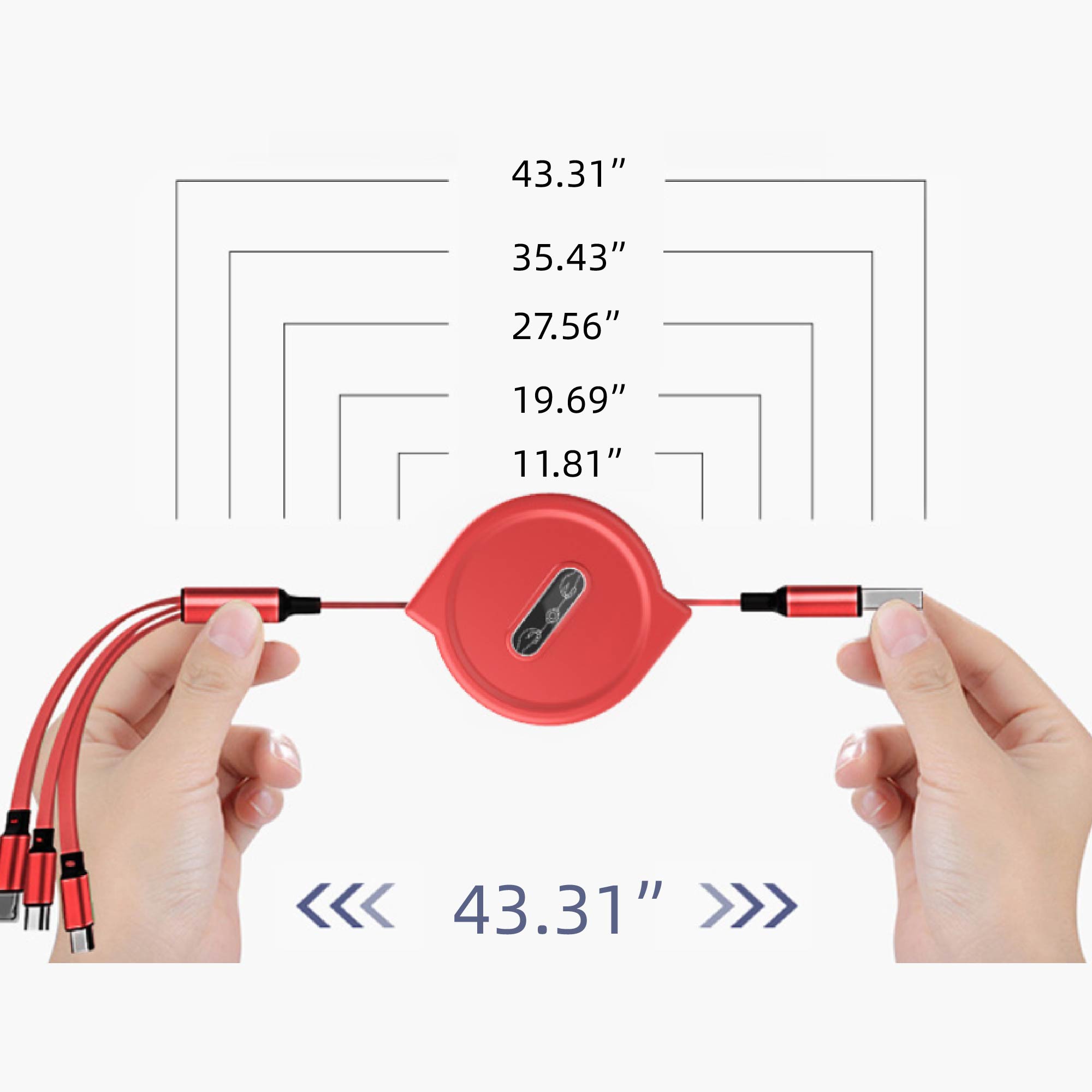 MOQ 10 pcs Triple Head Retractable Cable 3