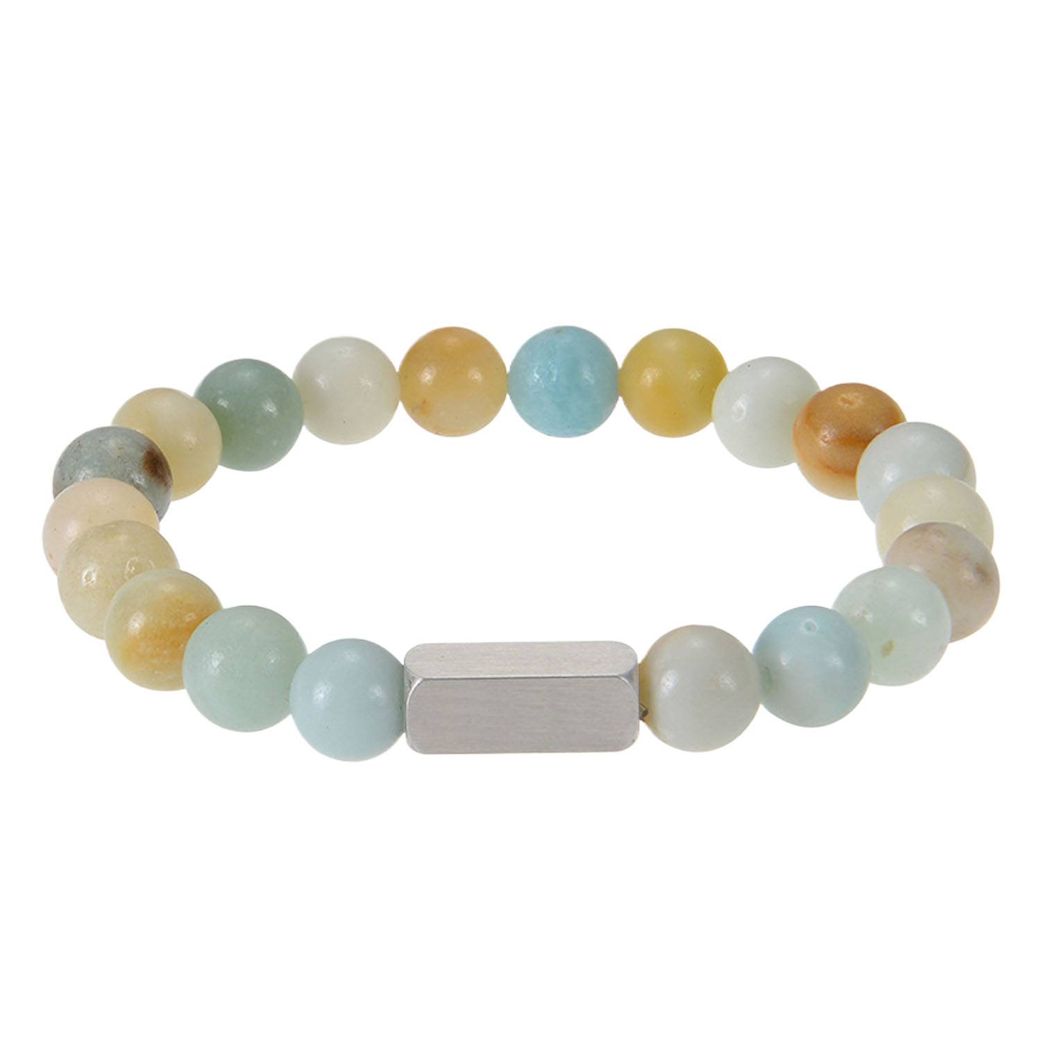 Round Stone Beads Bracelet w/ Stainless Steel Tag 3