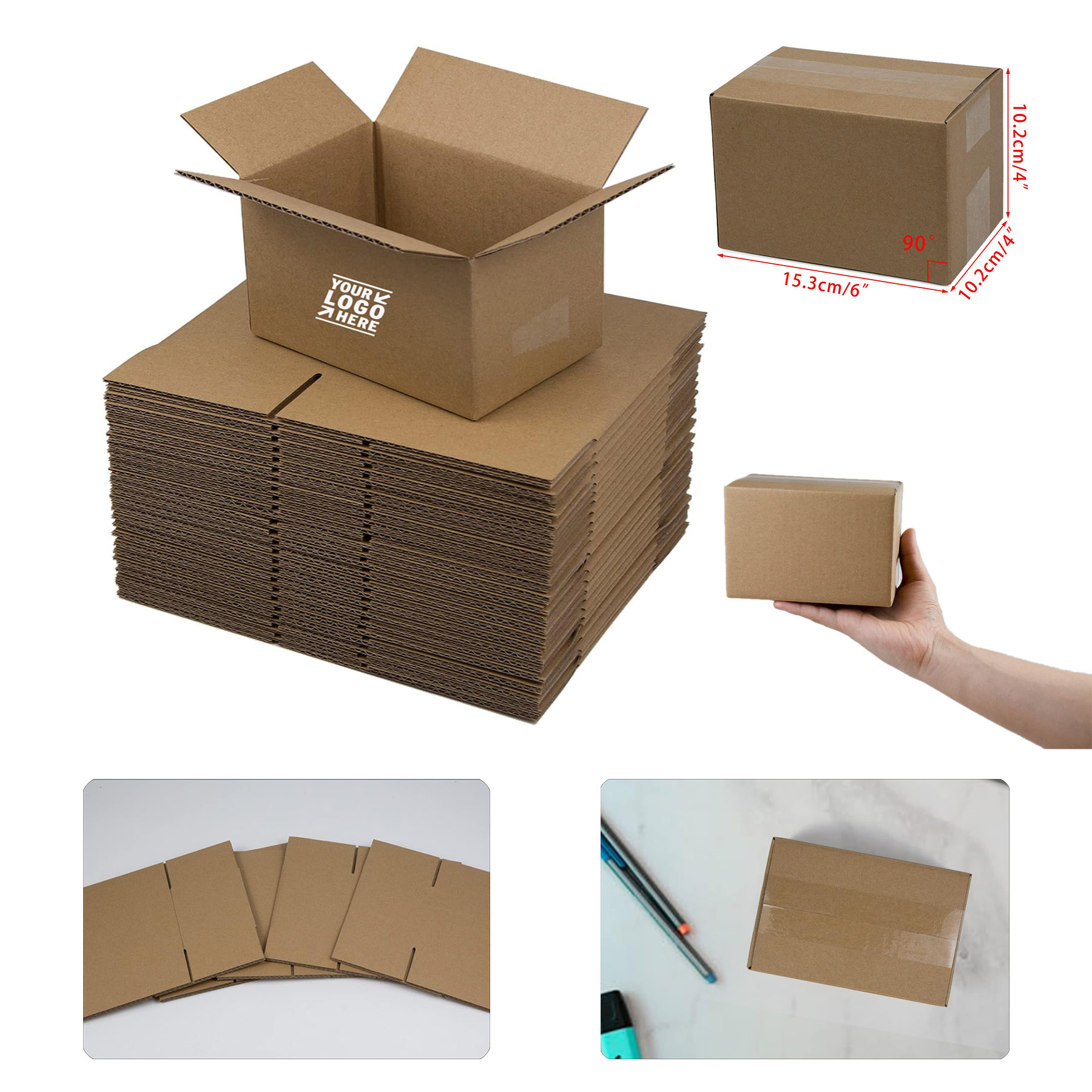 Small Easy to Fold 6x4x4 Inches Corrugated Cardboard Shipping Box 2