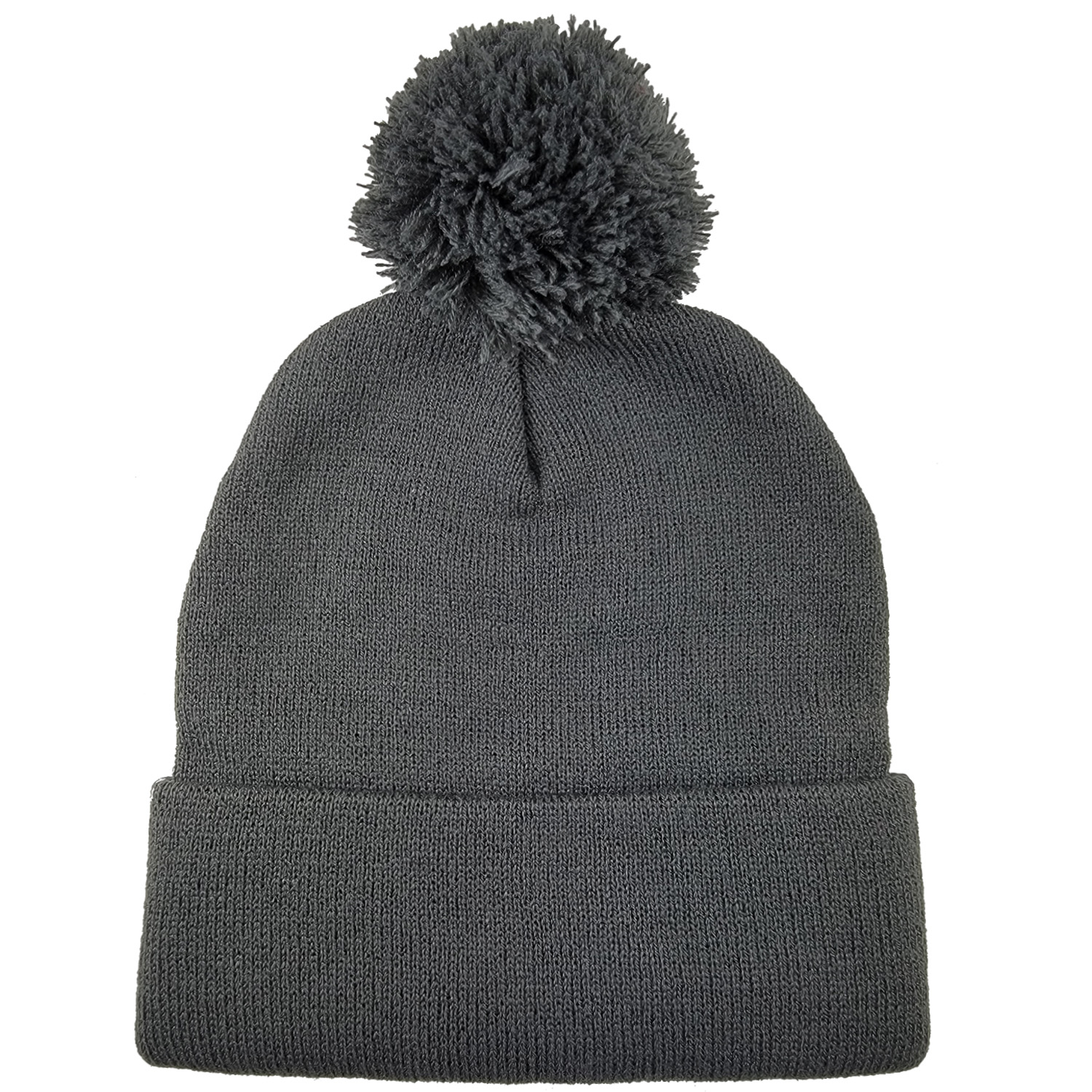 Pom Pom Knit Roll Cuff Beanie Cap