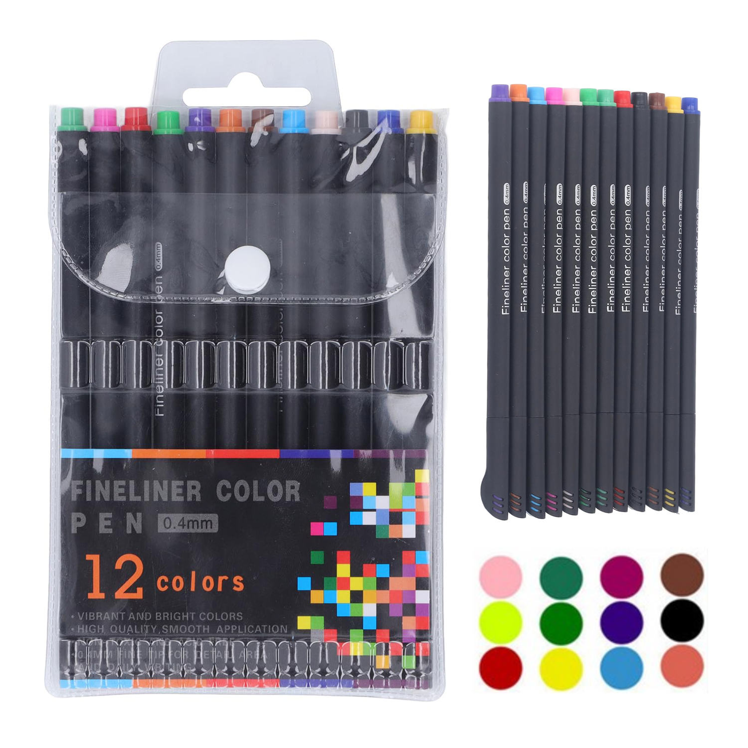 12-Color Fineliner Drawing Pen Set 6