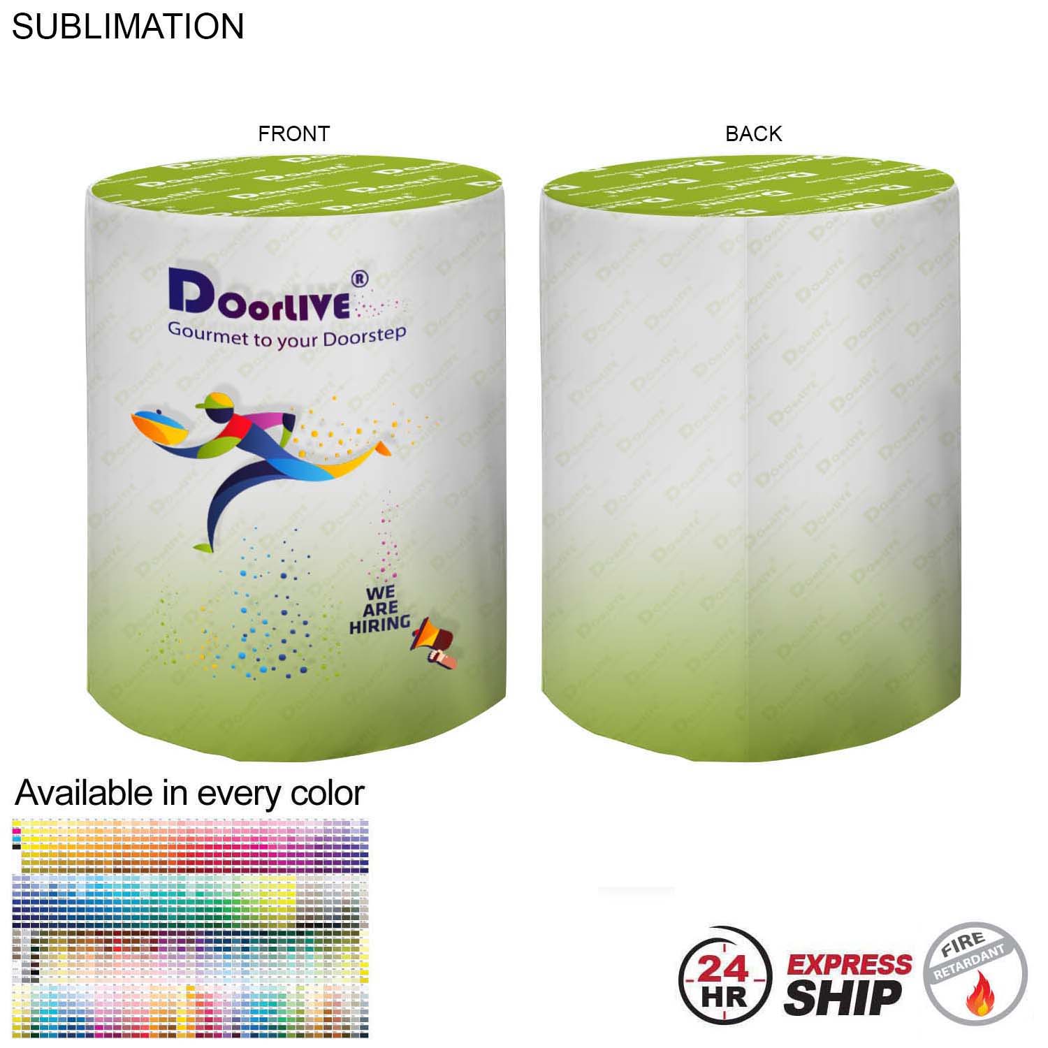 24Hr Express Ship - Sublimated Round Fitted Cruiser Table Throw, Sublimated all over 1