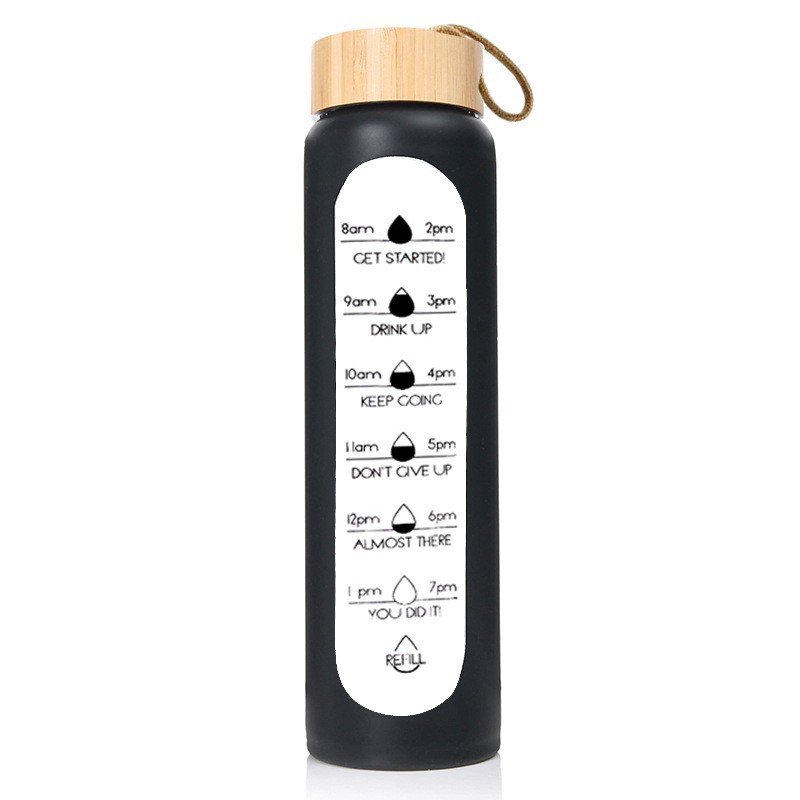 32oz Reusable Glass Bottle w/ Time Mark 4