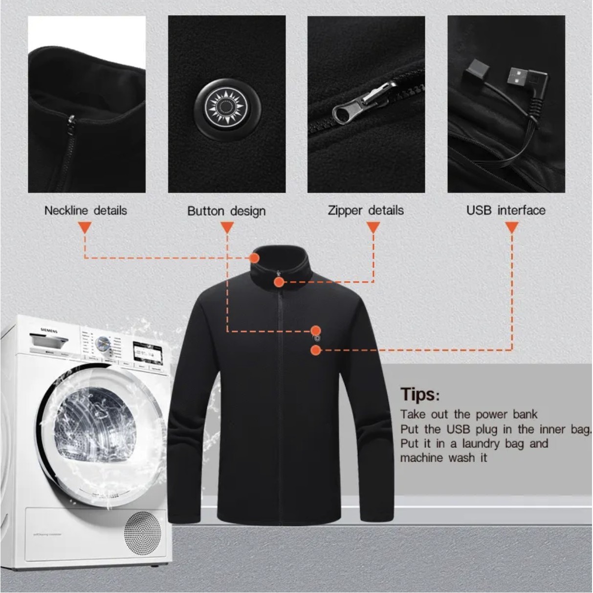 9 Areas Warming Heated Vest Electric USB Unisex 2