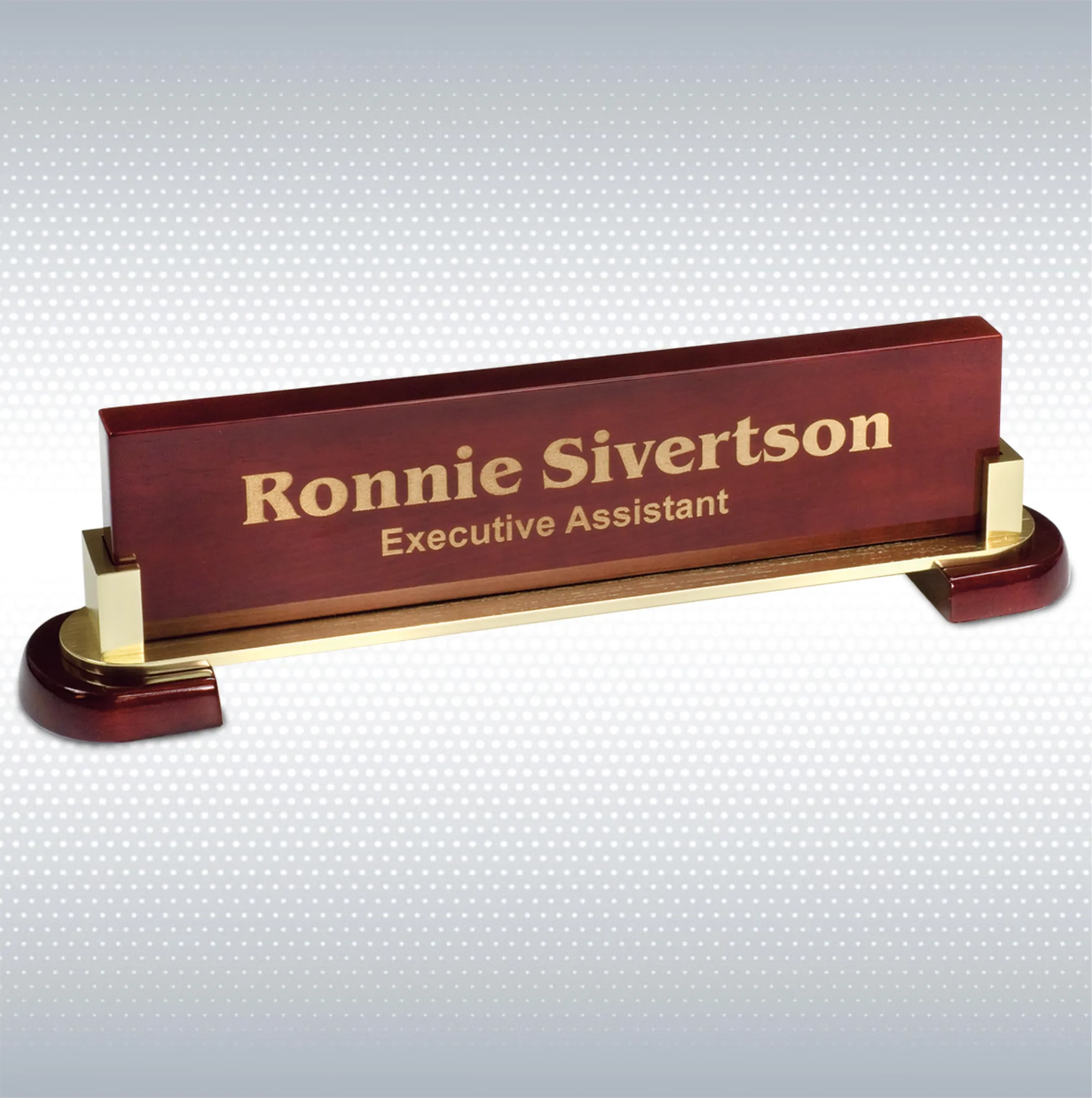 12 1/2" x 3 1/4" Rosewood Piano Finish and Metal Name Bar 7