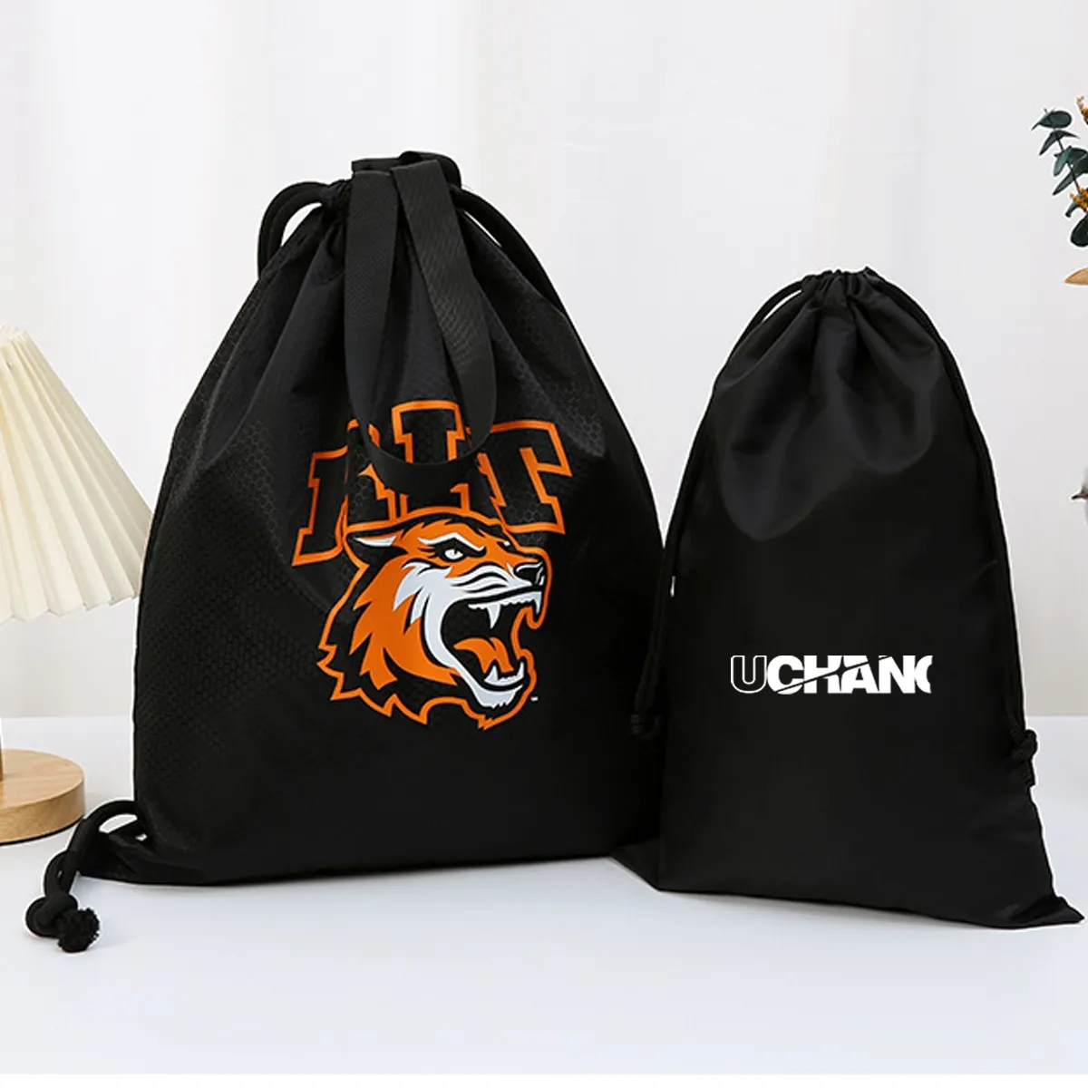 Polyester Drawstring Backpack With Zipper Pocket 6