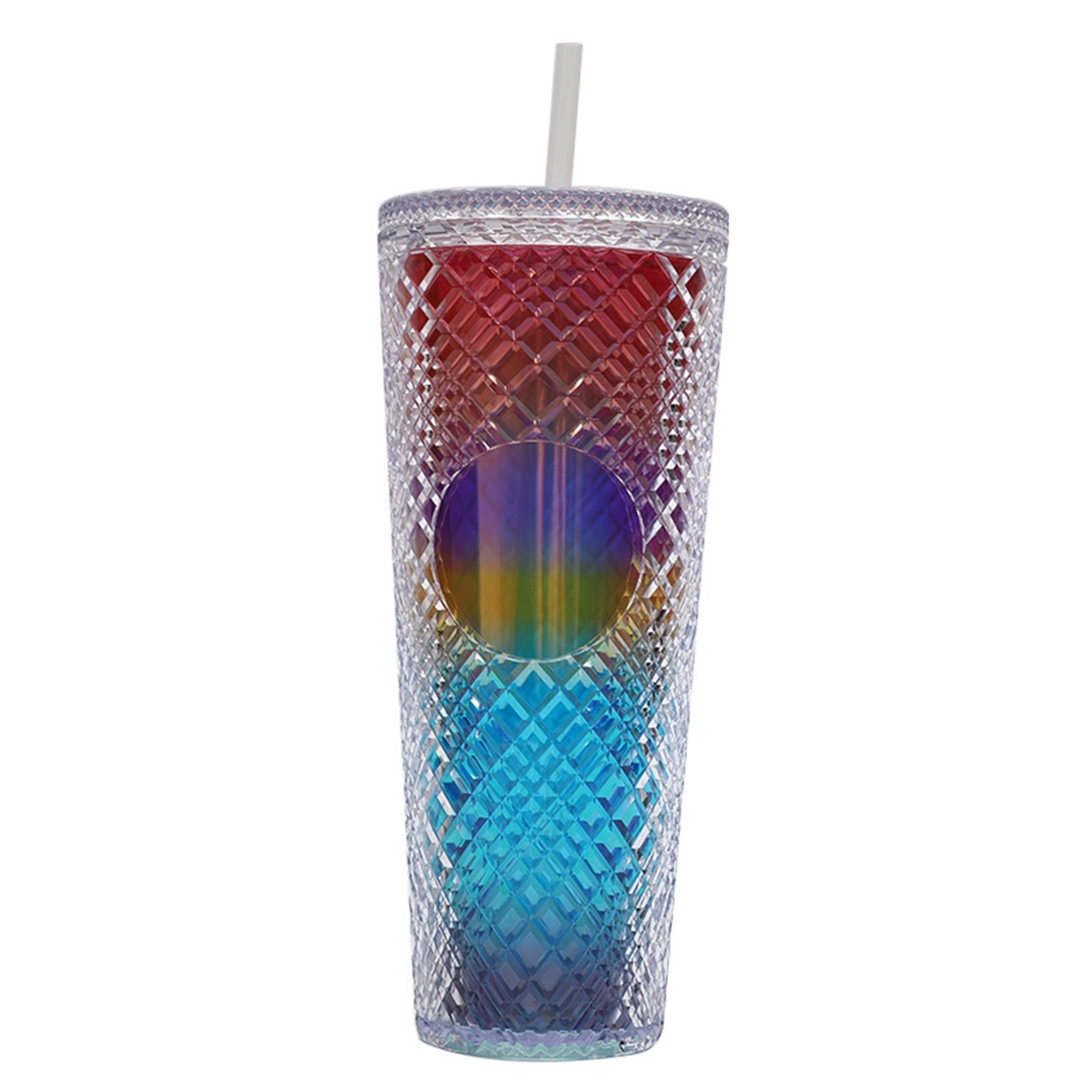 24 Oz. Plastic Double Wall Coffee Tumbler with Straw 11
