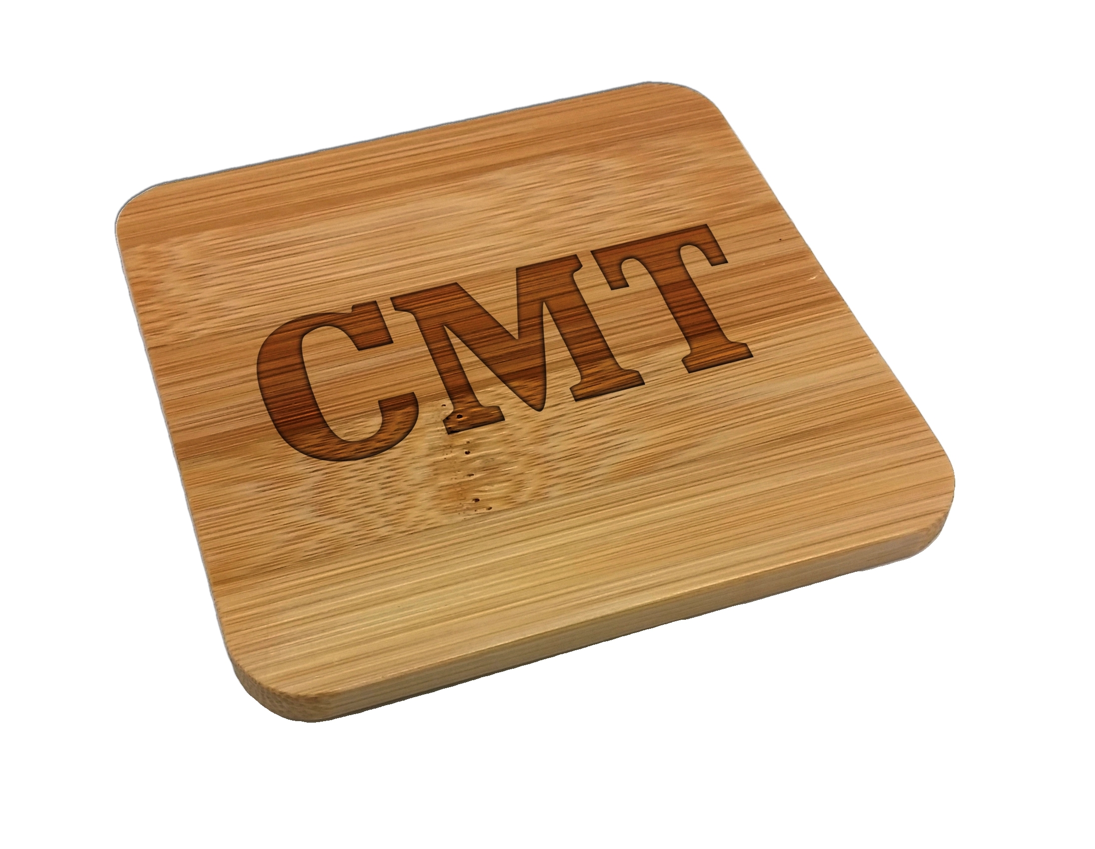 Laser Etched Bamboo Wood Coaster Set of 2