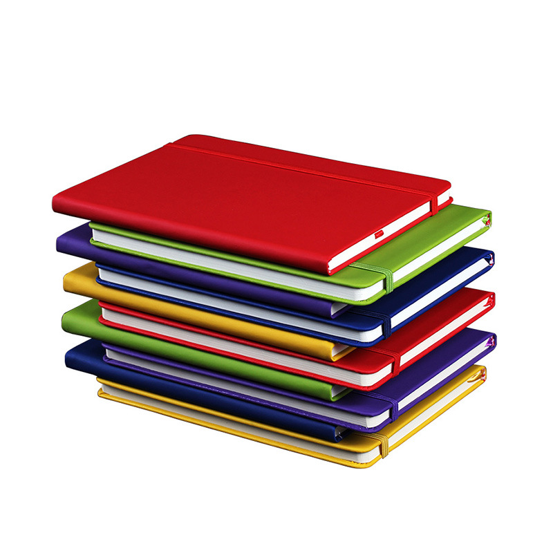 Hard cover PU leather notebook with bookmark and strap 3